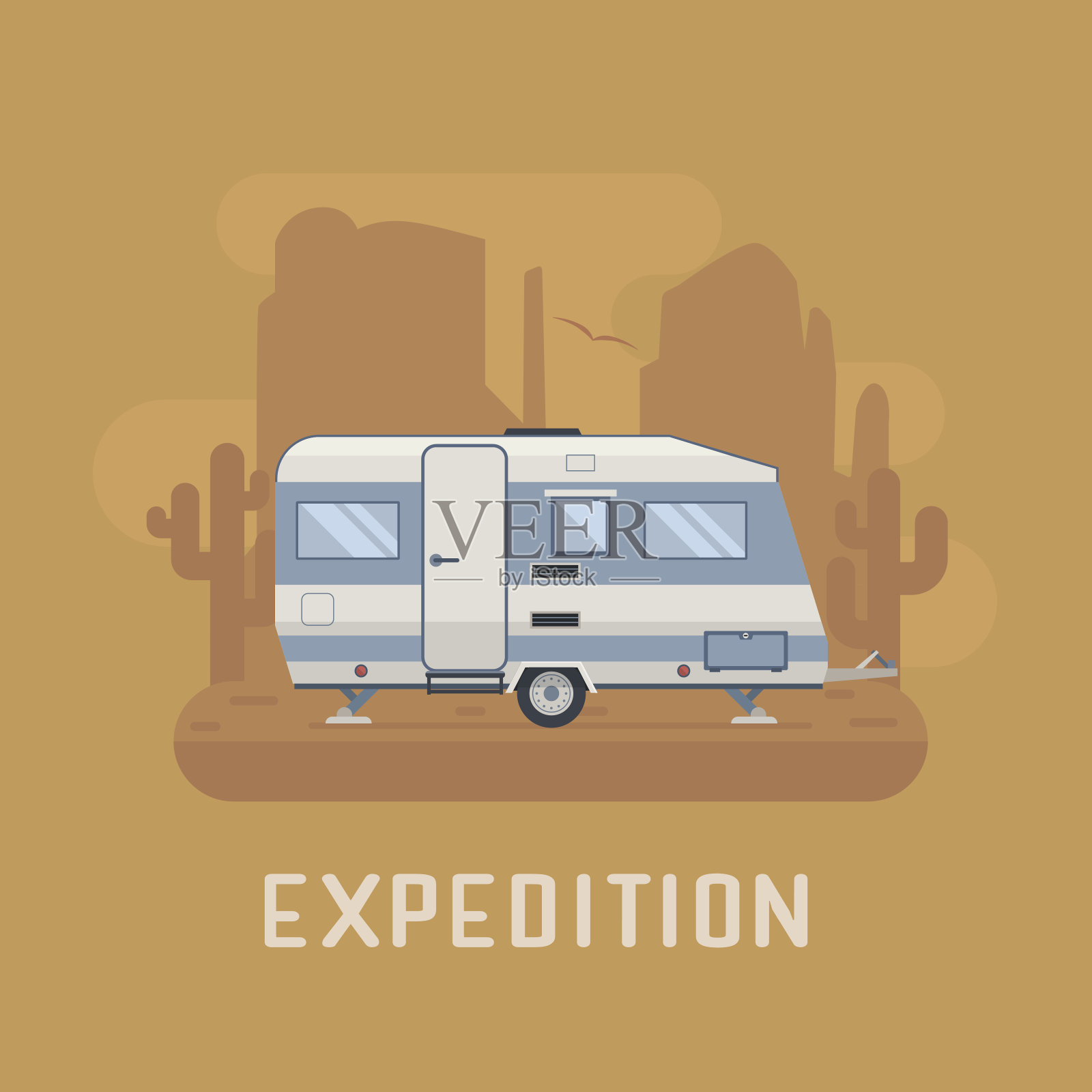 露营拖车在国家山公园地区插画图片素材