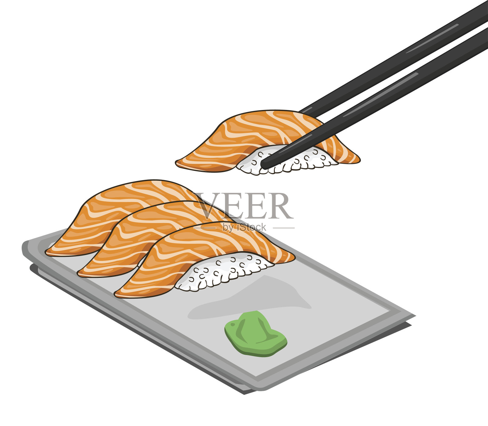 寿司和筷子插画图片素材