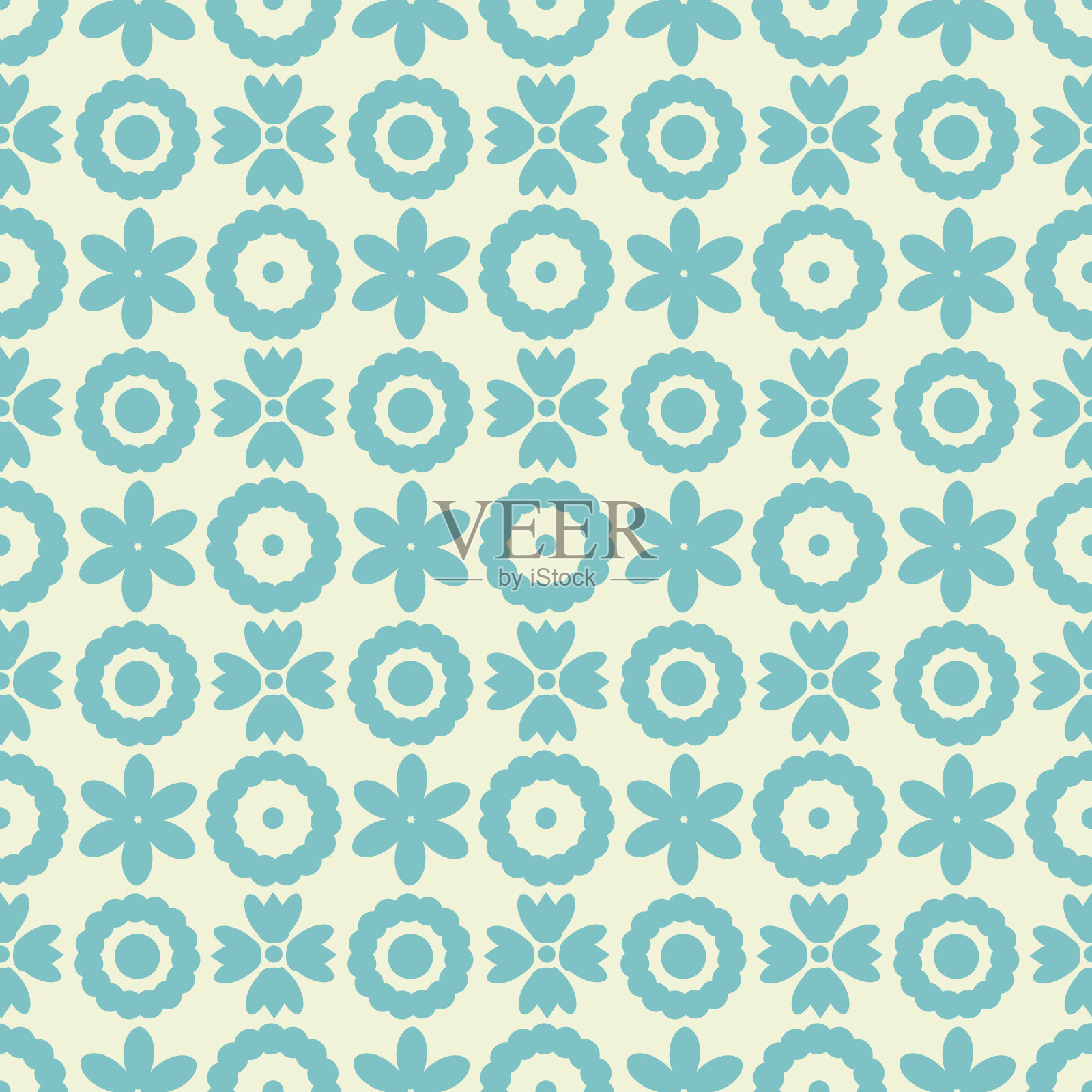 抽象无缝图案与剪影鲜花插画图片素材