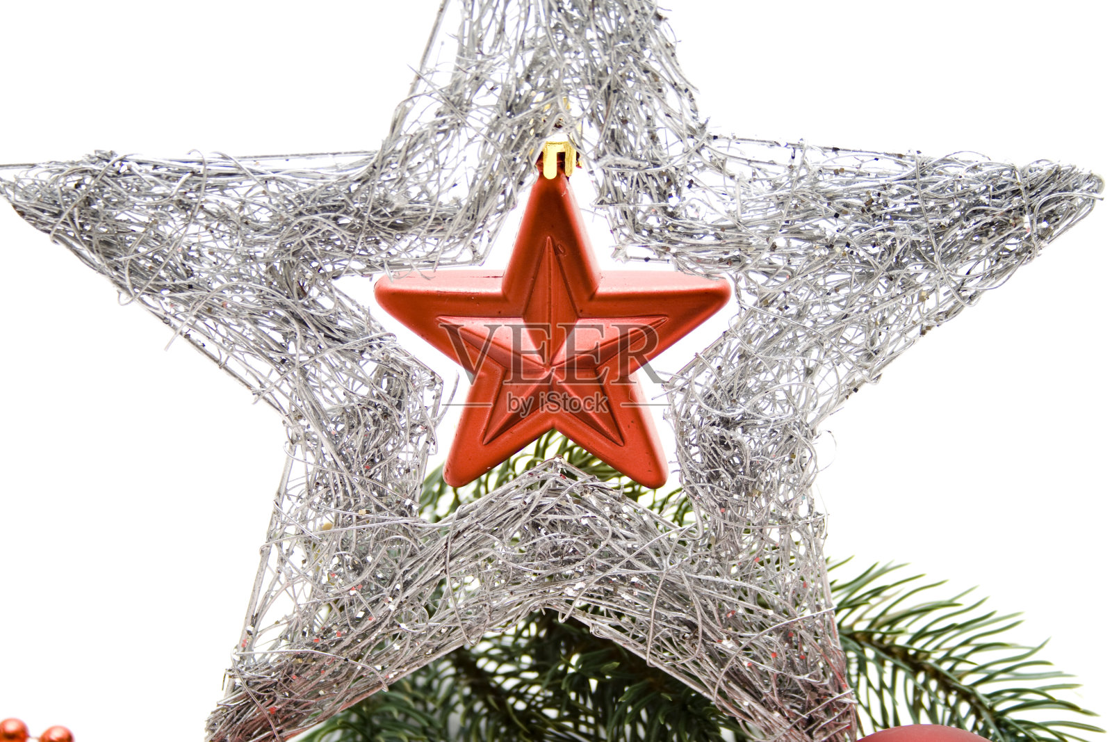 圣诞之星与冷杉枝照片摄影图片