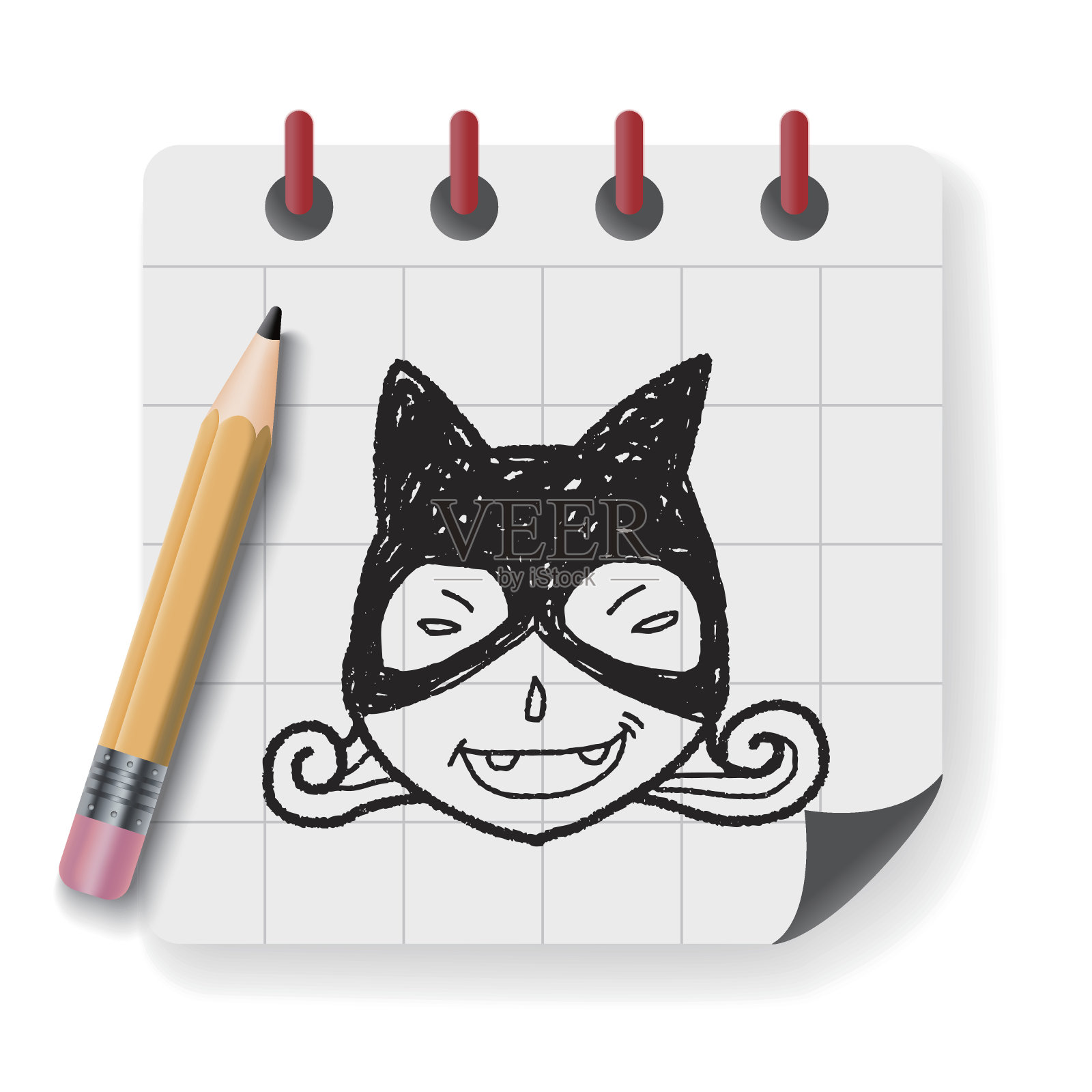 猫女涂鸦插画图片素材