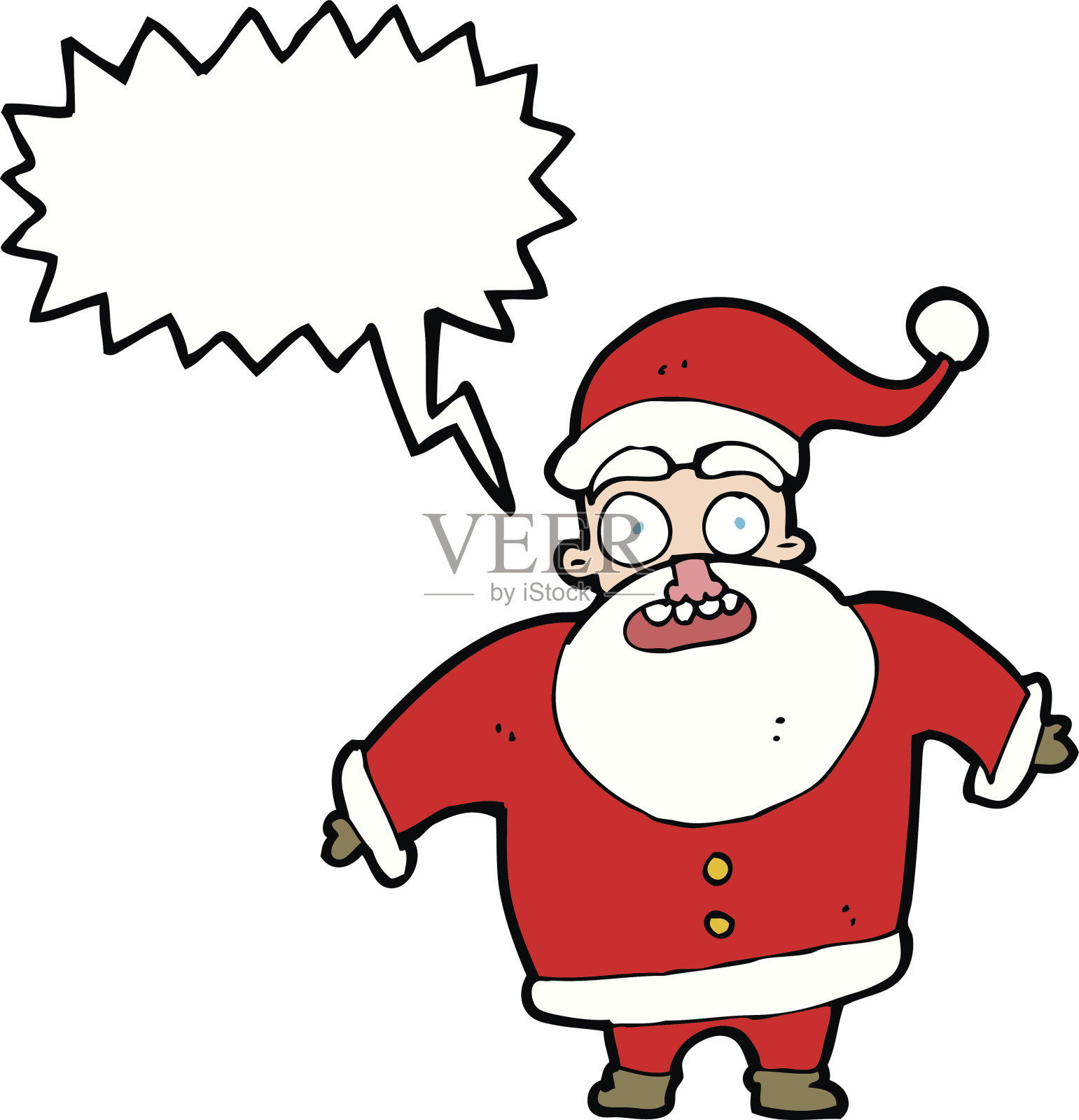 卡通人物用言语泡泡震惊了圣诞老人插画图片素材