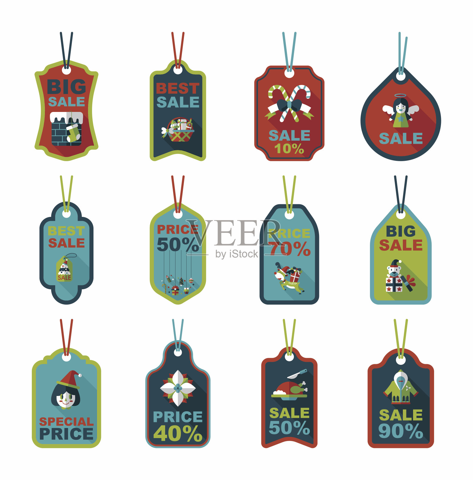 圣诞标签平横幅背景设置，eps10设计元素图片