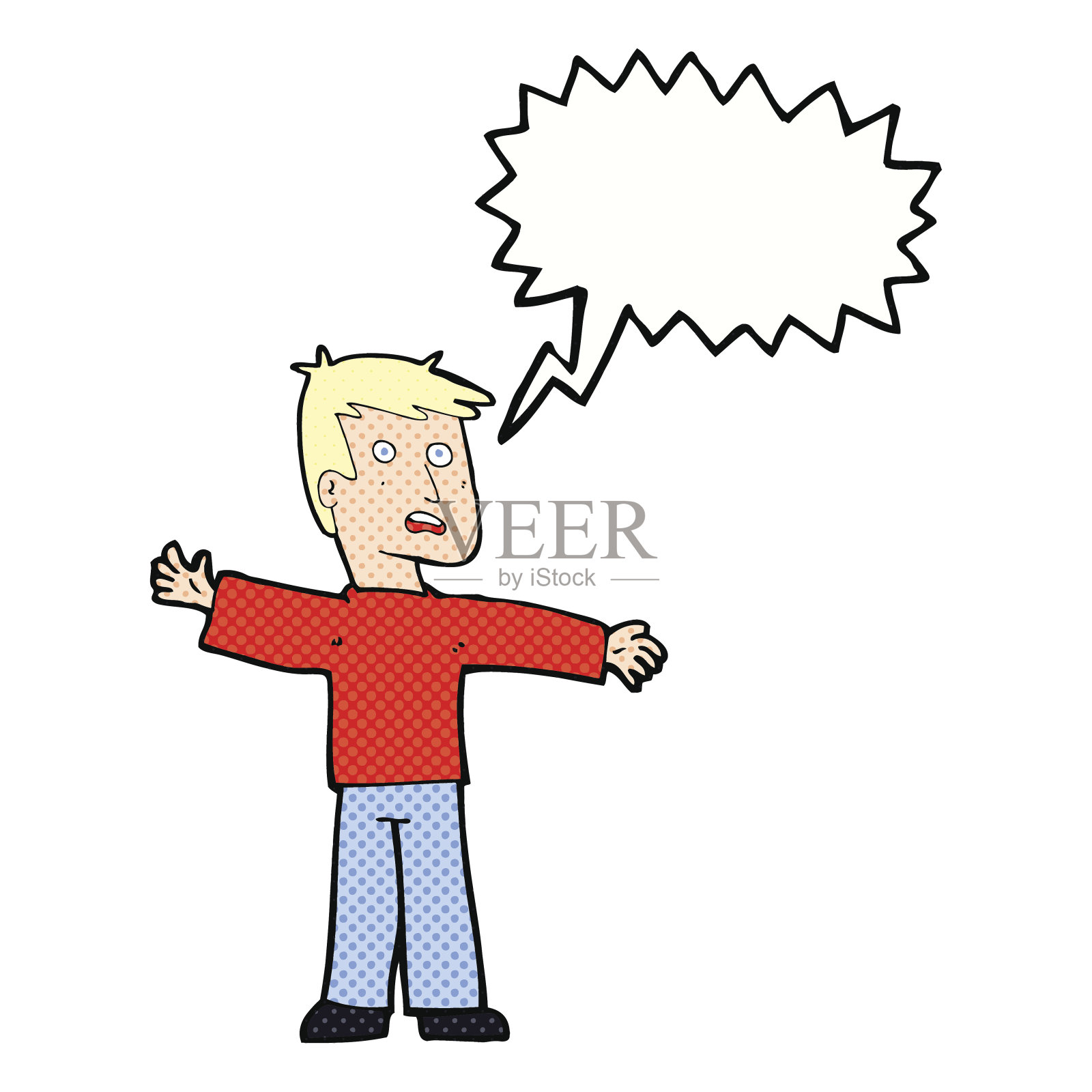 卡通惊讶的人用言语泡泡设计元素图片