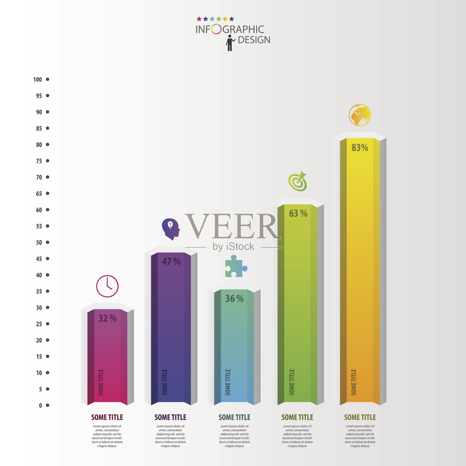 信息图表设计模板。六角列数据。向量插画图片素材
