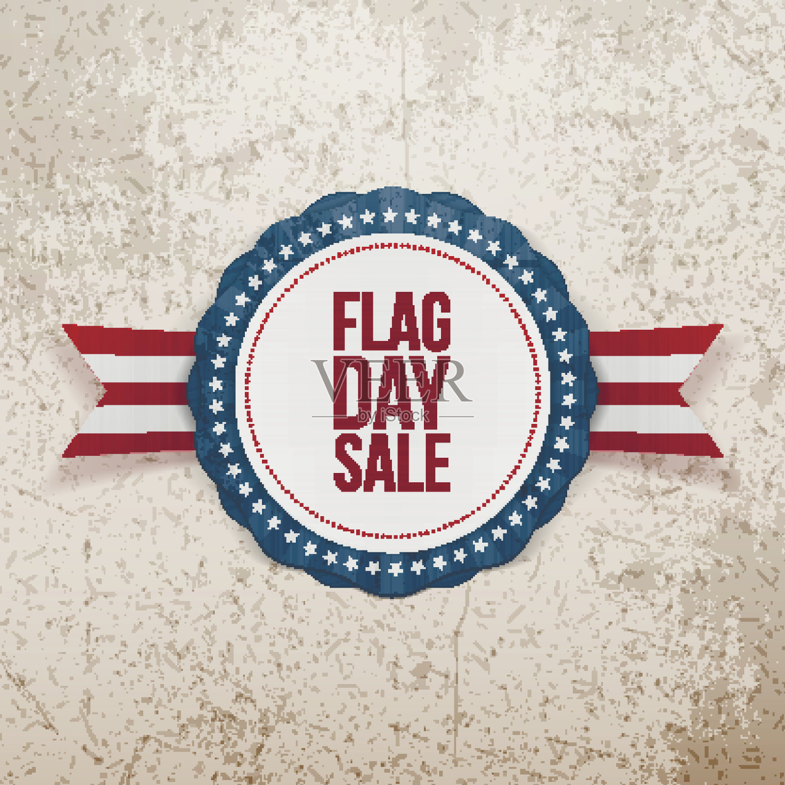 旗日销售逼真的徽章与丝带设计元素图片