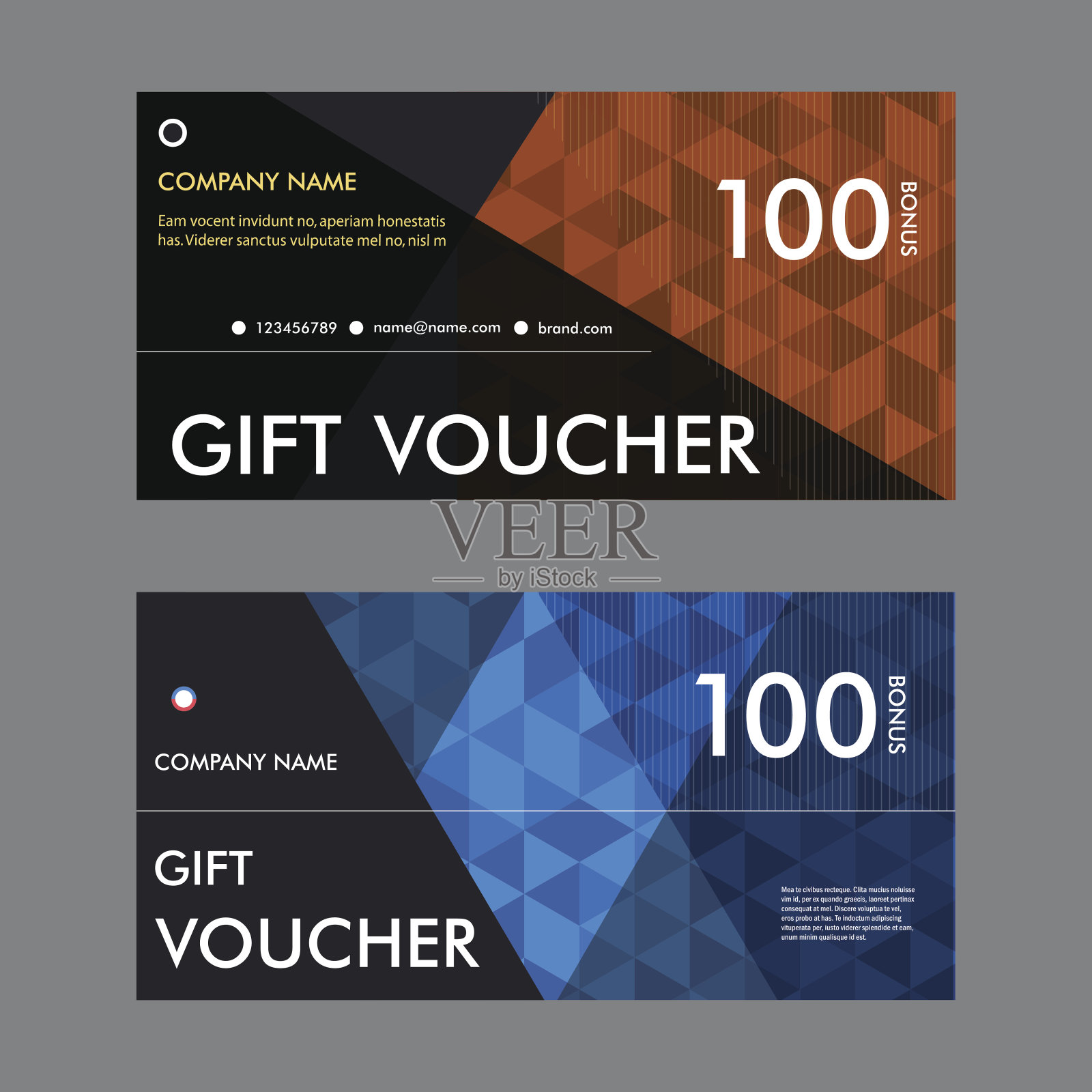 模板礼品券与treugolymh元素的背景。设计模板素材