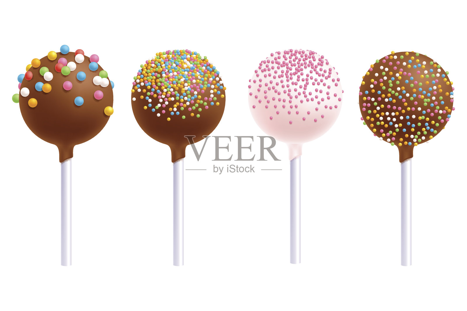 彩色蛋糕棒棒糖套装。甜饼棒。设计元素图片