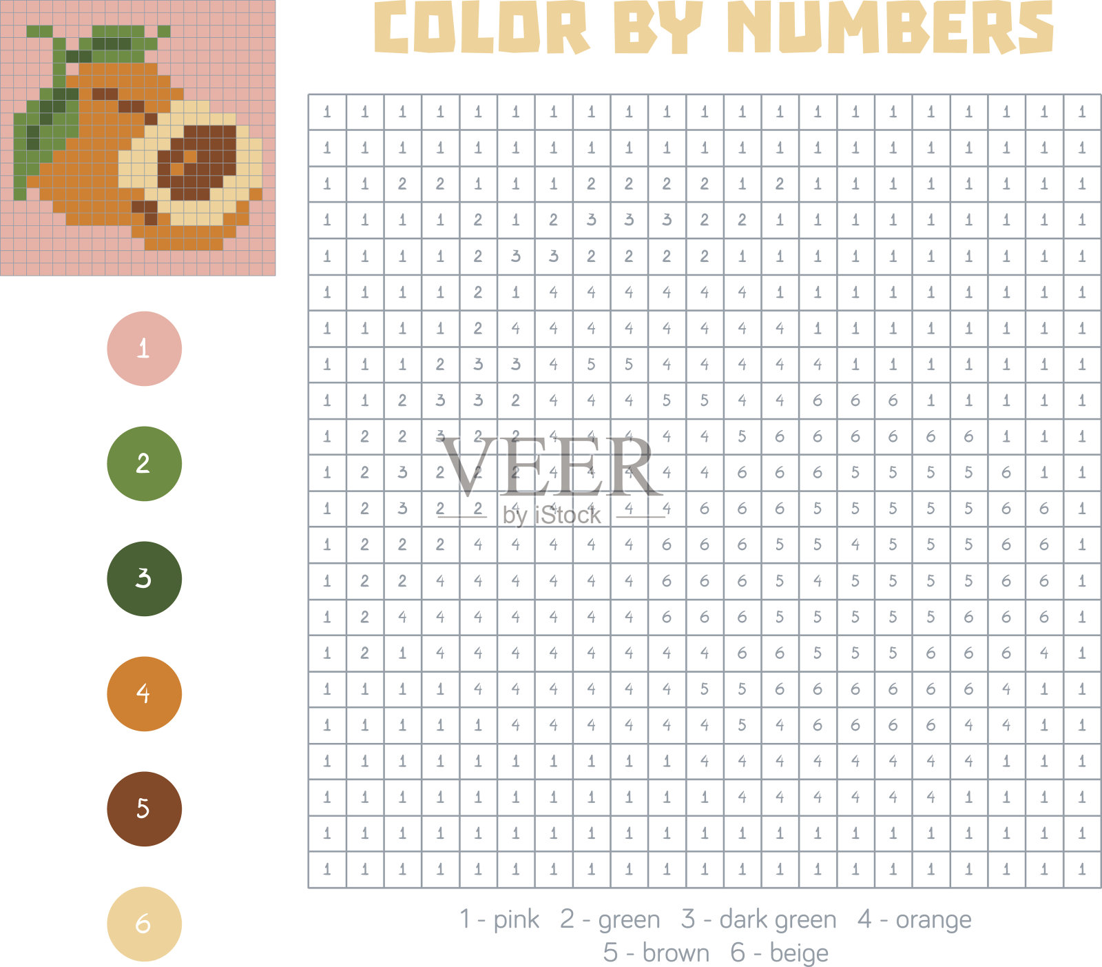 颜色按数量，水果和蔬菜，杏插画图片素材