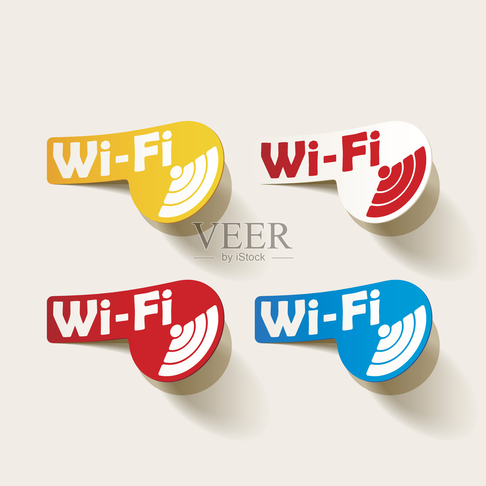 自由区wi-fi，贴纸插画图片素材