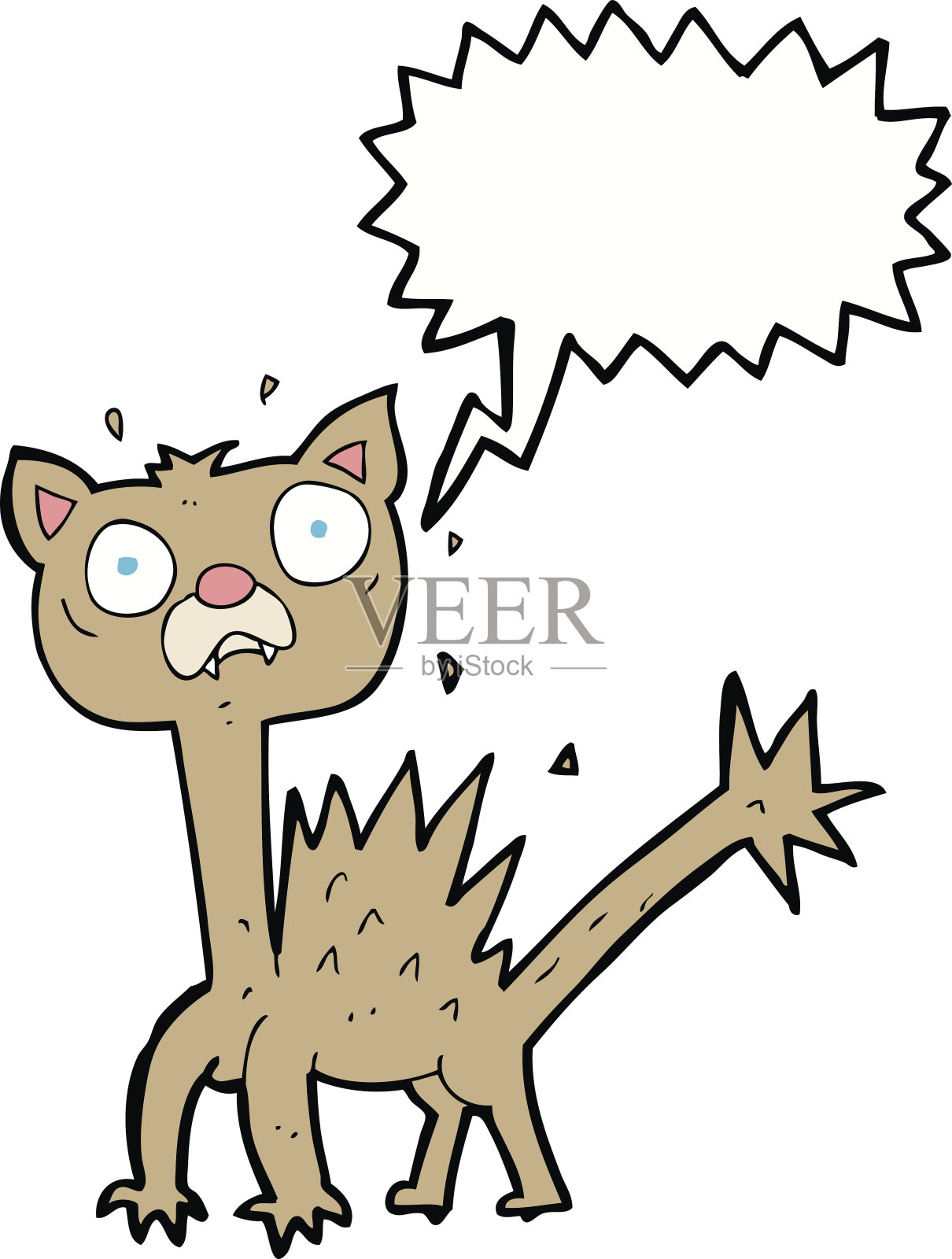 卡通猫吓得说话冒泡设计元素图片