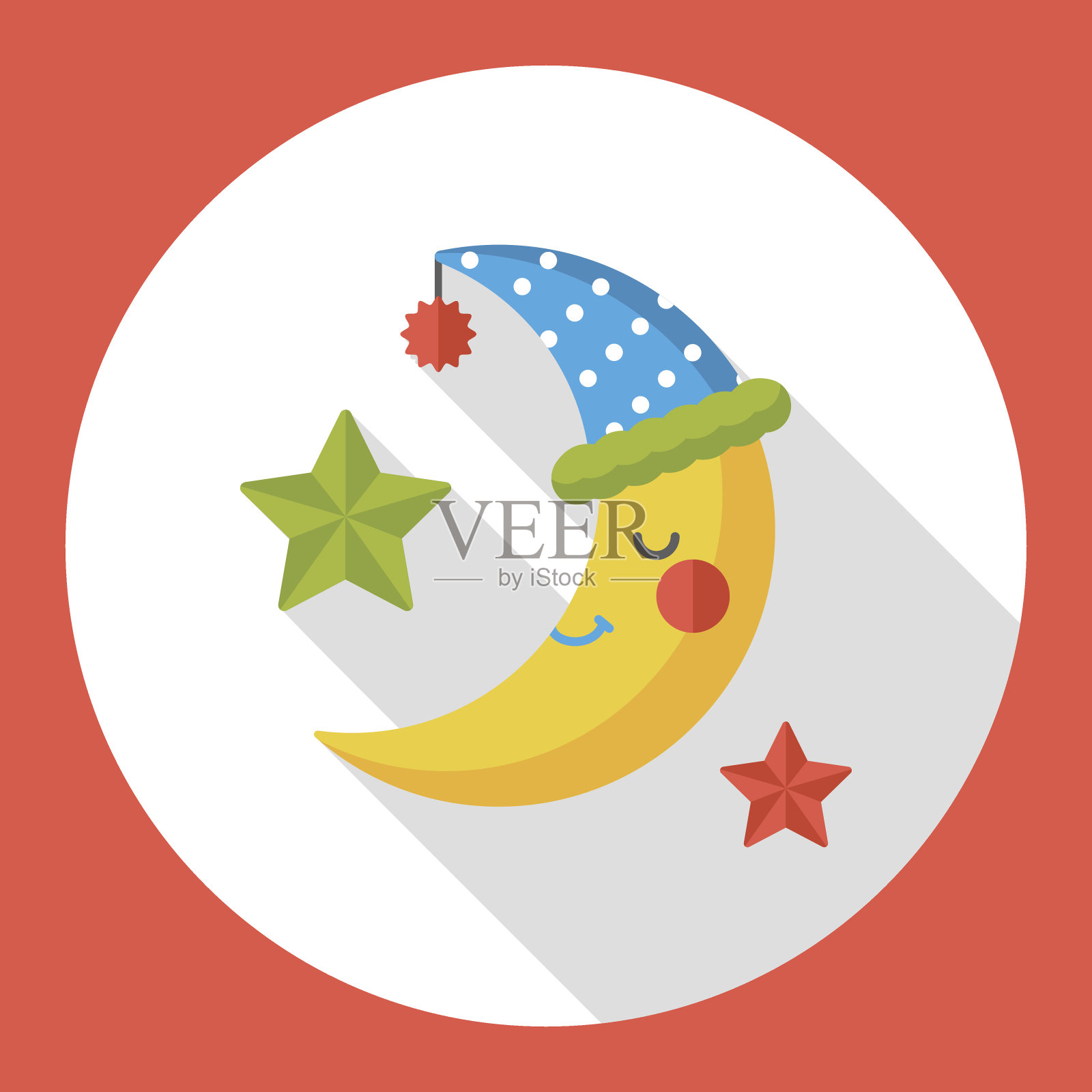 太空月球平面图标插画图片素材