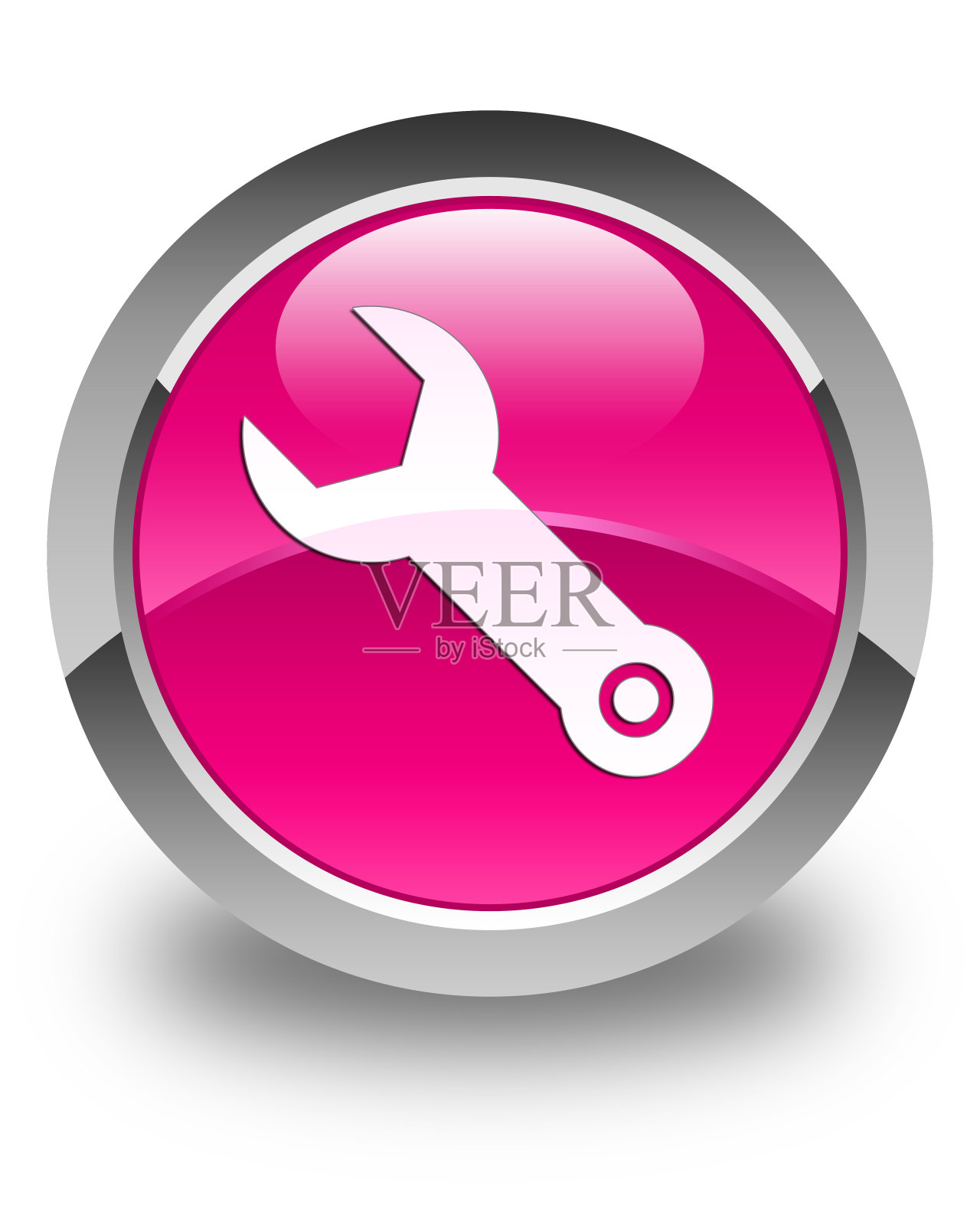 扳手图标亮粉色圆形按钮照片摄影图片