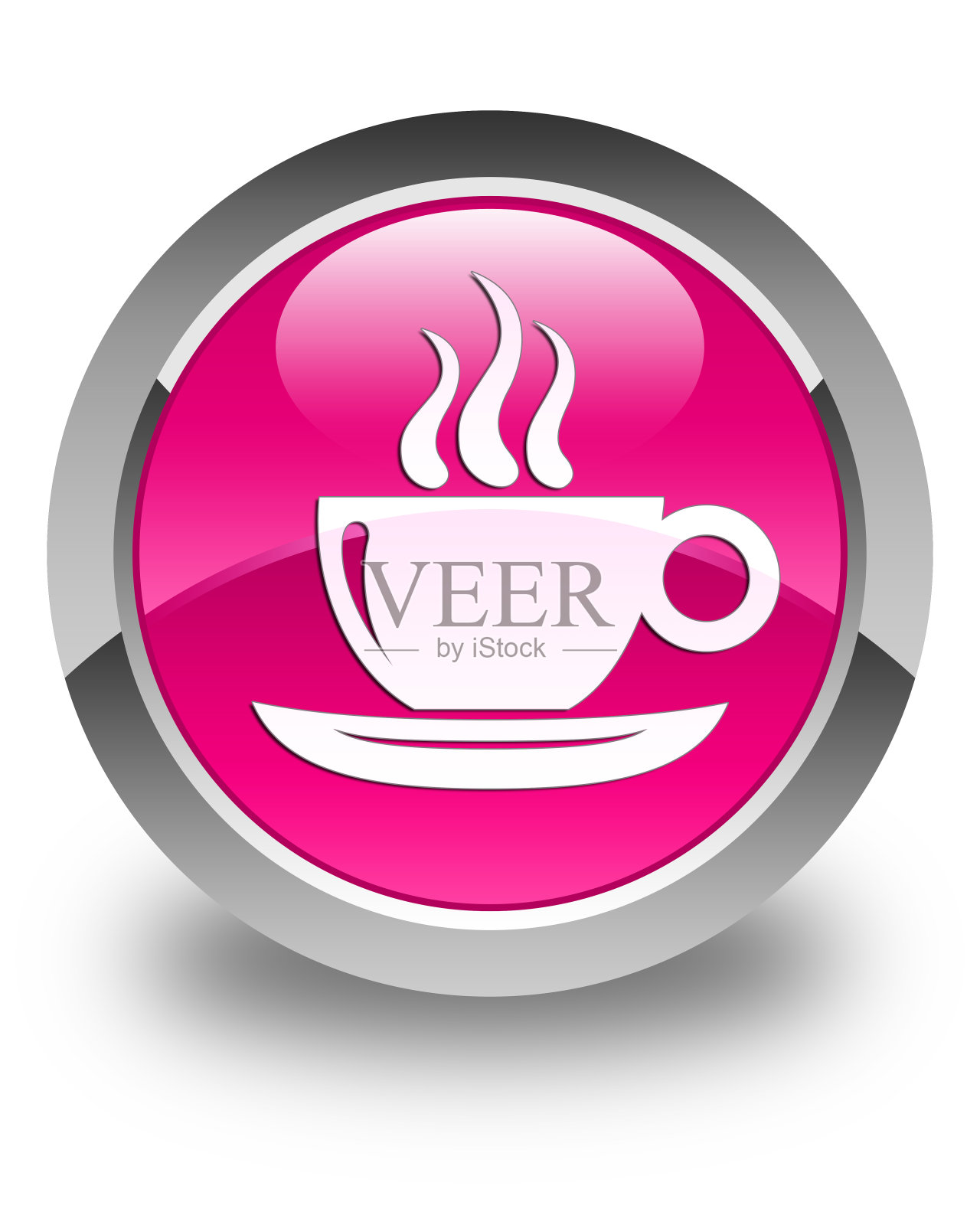 咖啡杯图标亮粉色圆形按钮图标素材