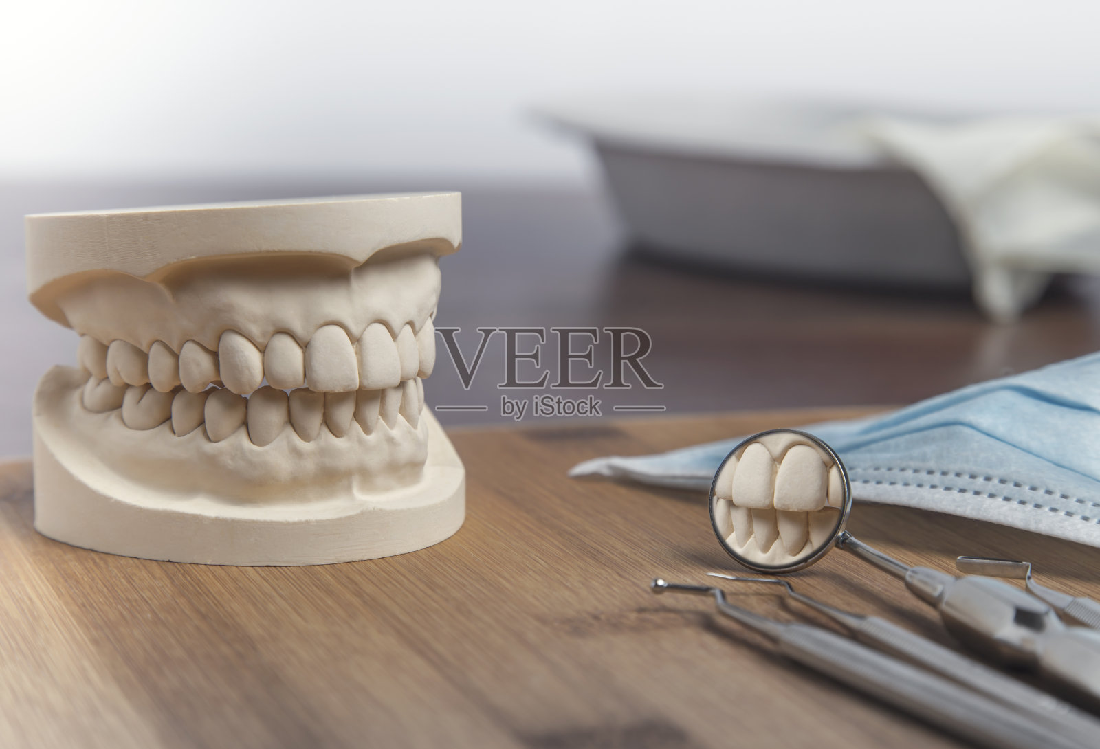 牙科模具和正畸工具关闭照片摄影图片