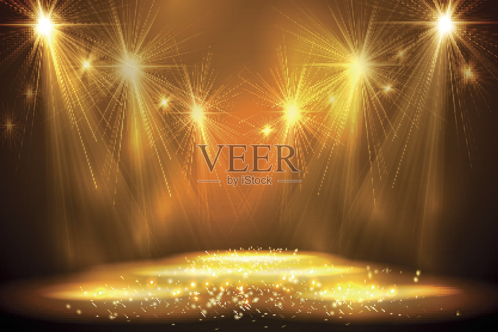 舞台上的聚光灯和烟雾插画图片素材