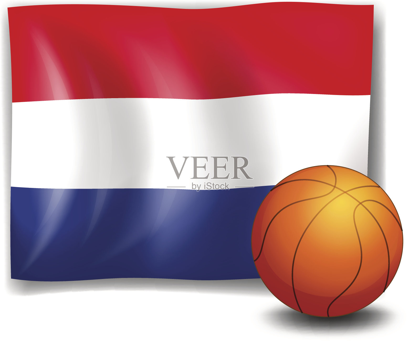 球在荷兰国旗前插画图片素材