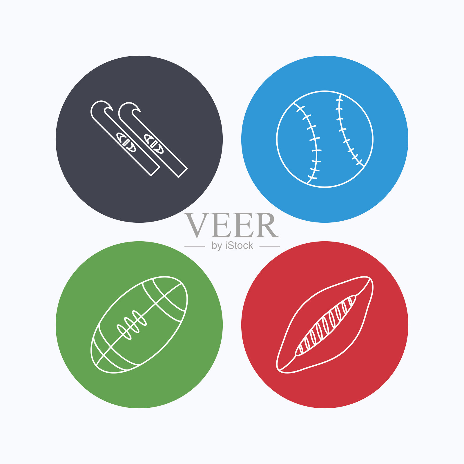 运动健身，橄榄球和棒球图标。图标素材