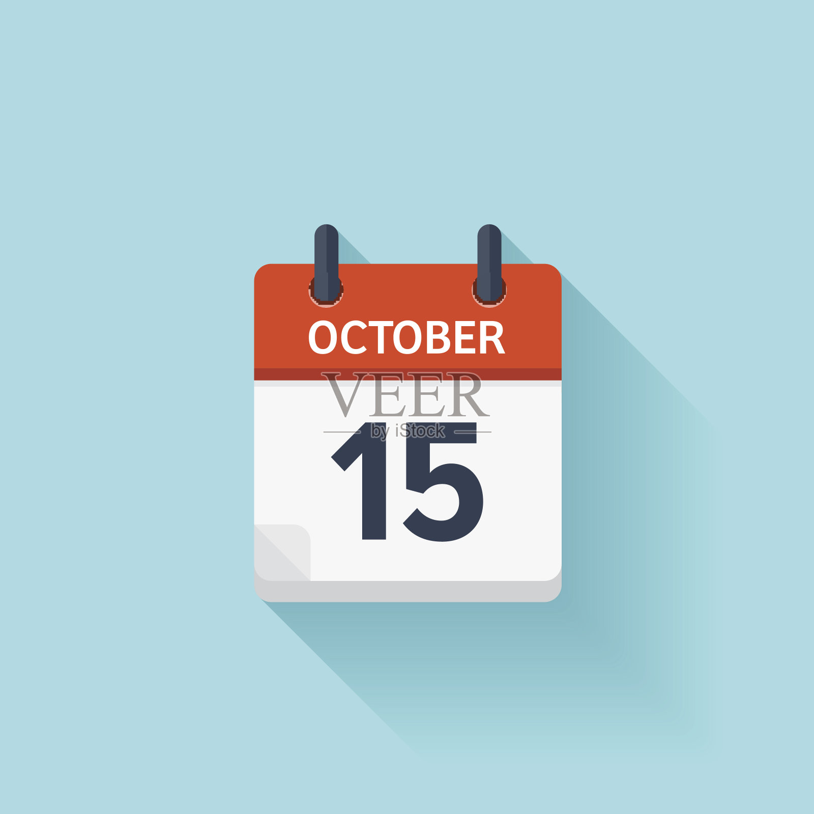 10月15日。矢量平面日日历图标。日期和时间插画图片素材