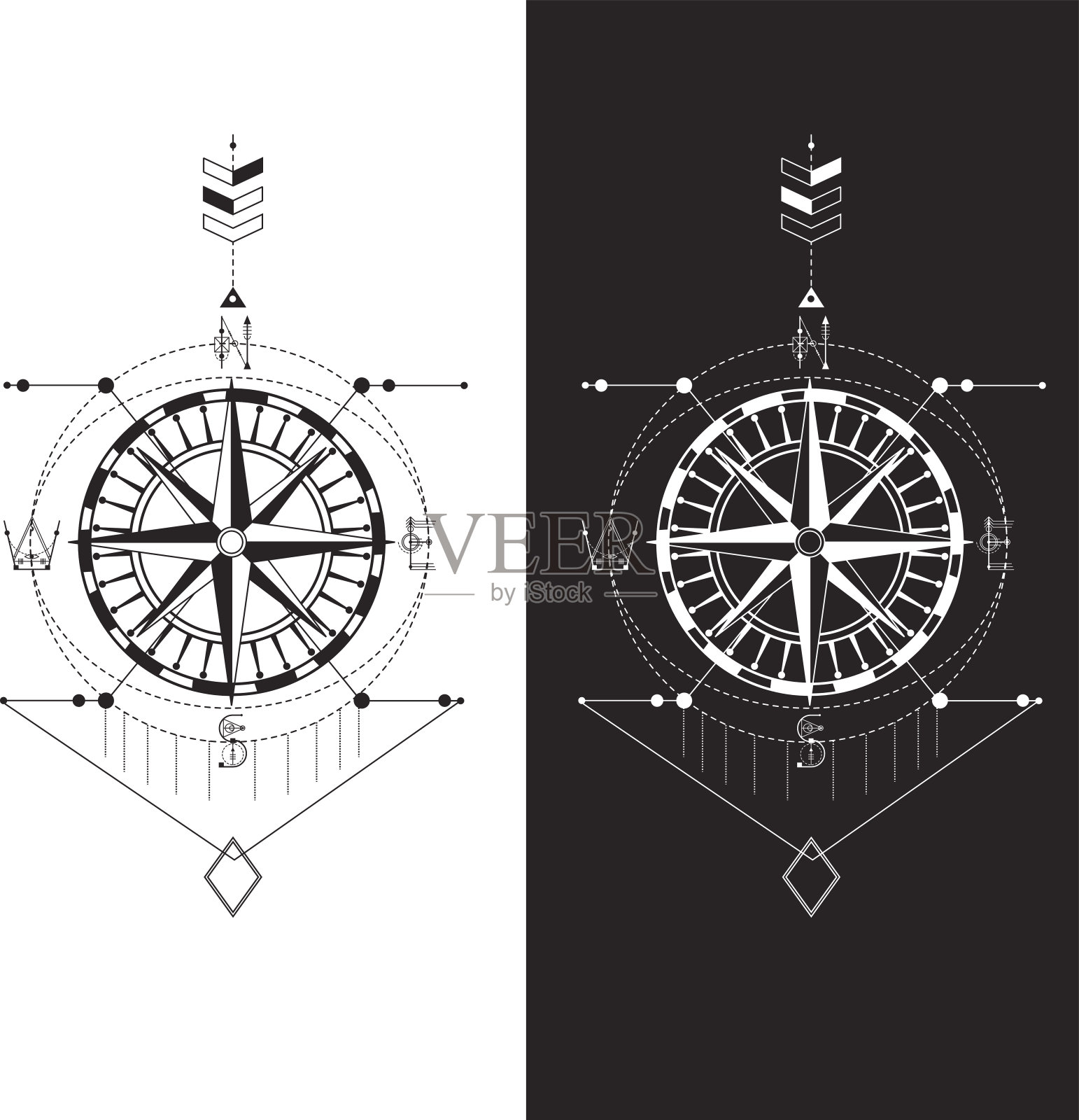神圣几何学。魔法图腾设计元素图片