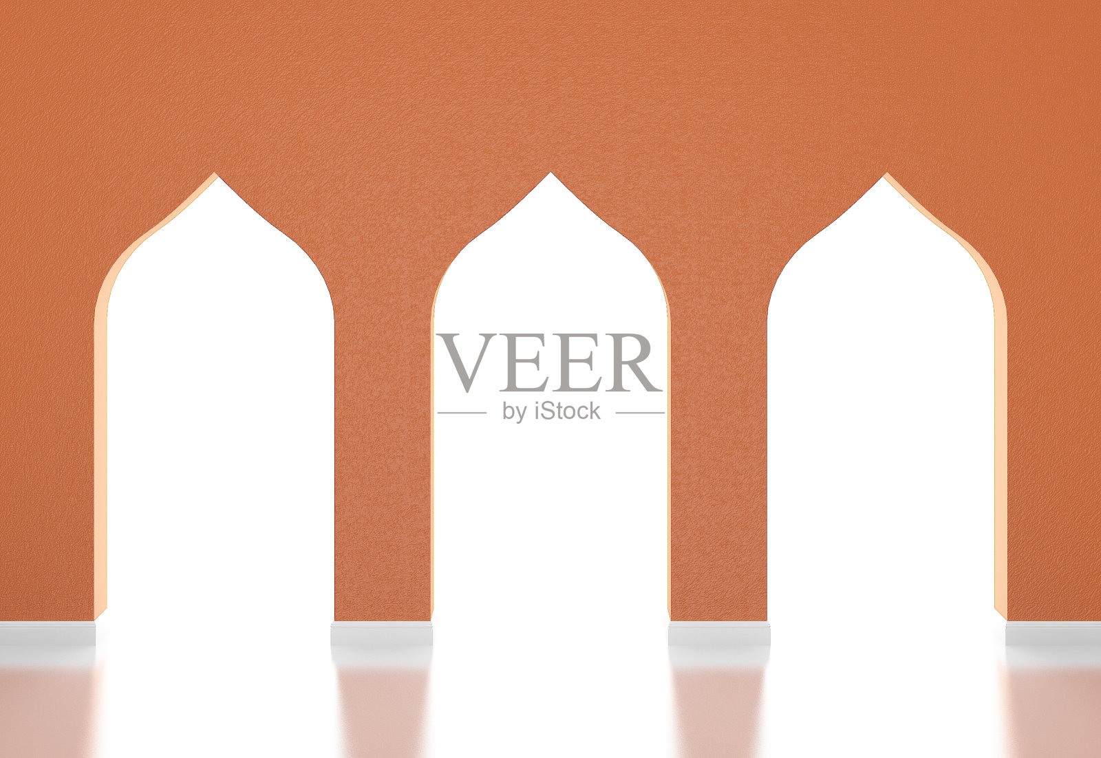 穆斯林风格拱门，伊斯兰建筑3D渲染照片摄影图片