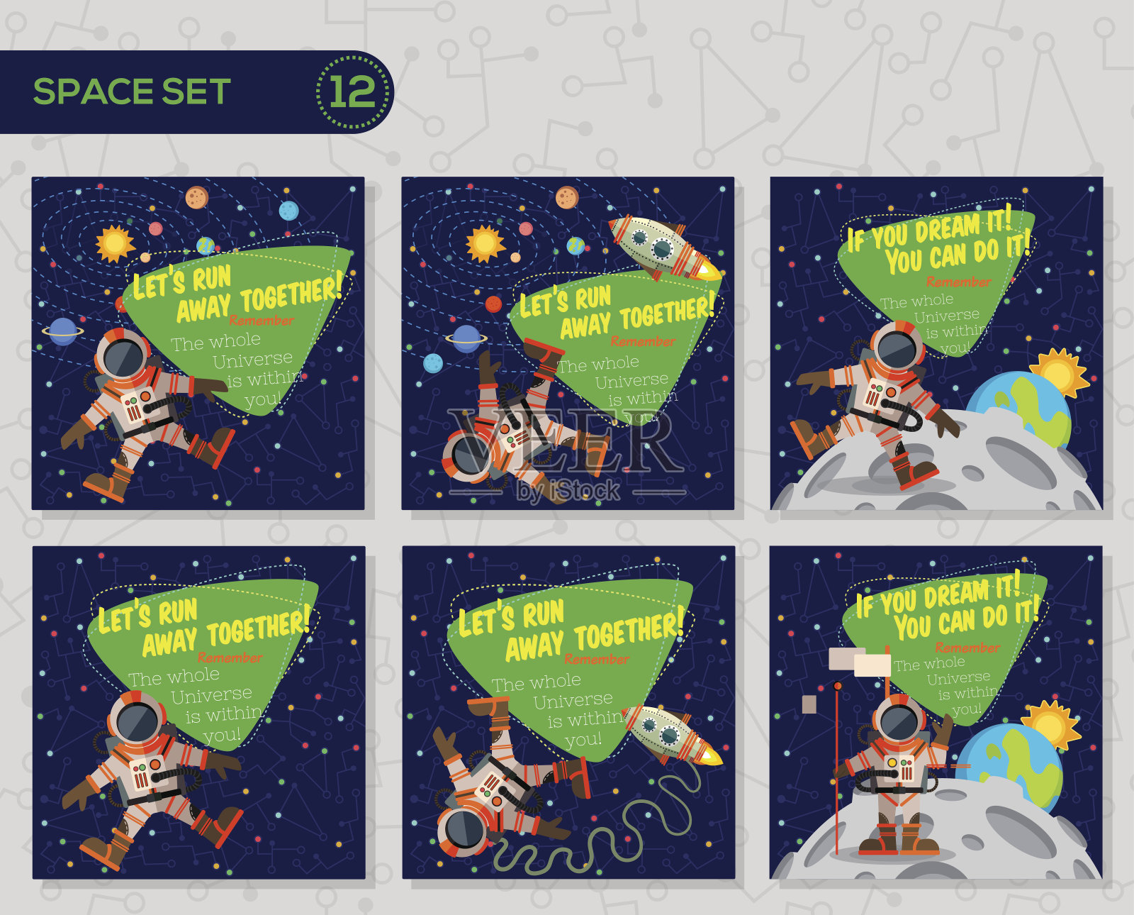 关于外层空间的平面风格的矢量插图。插画图片素材