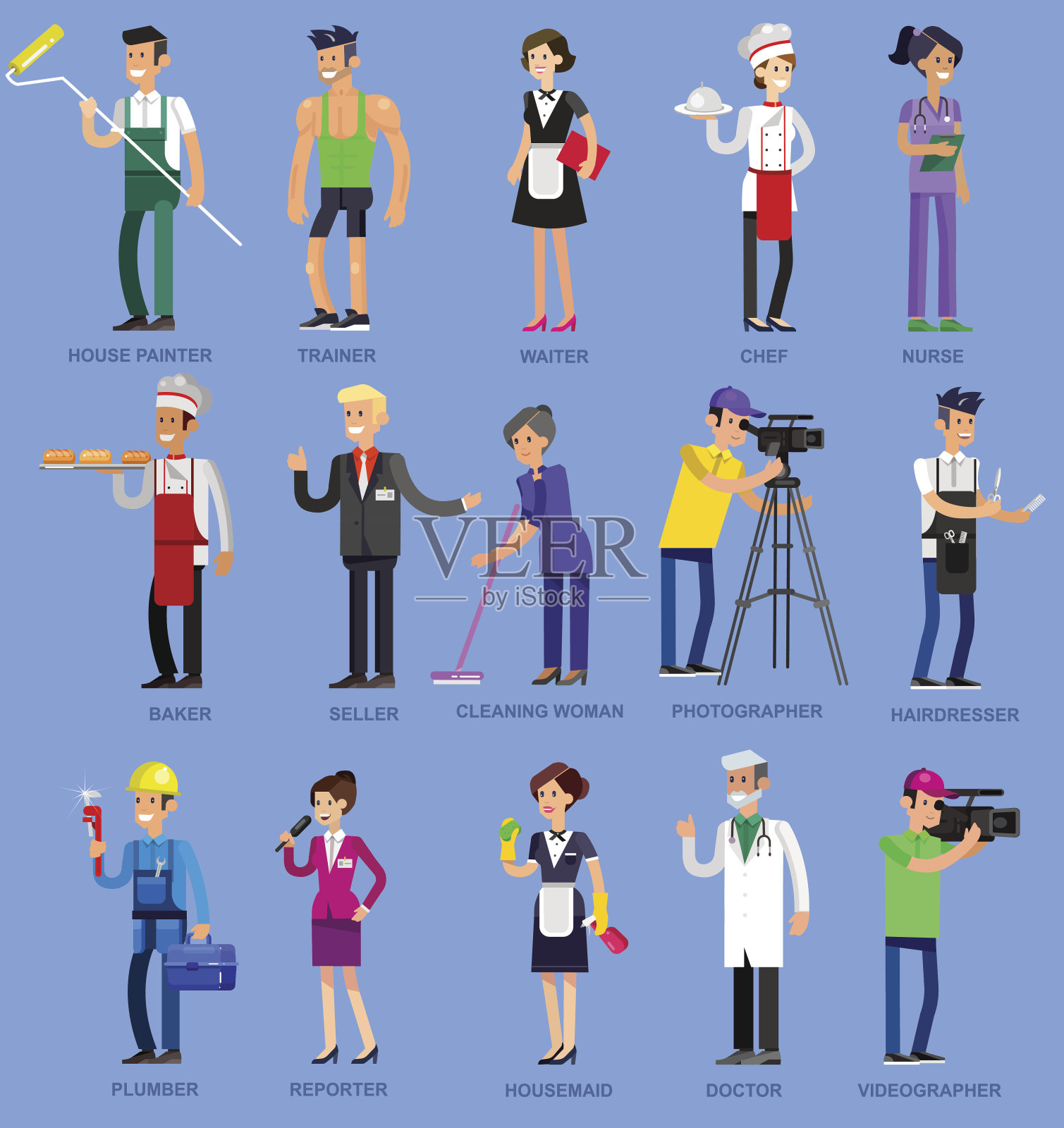 职业人。详细的性格插画图片素材