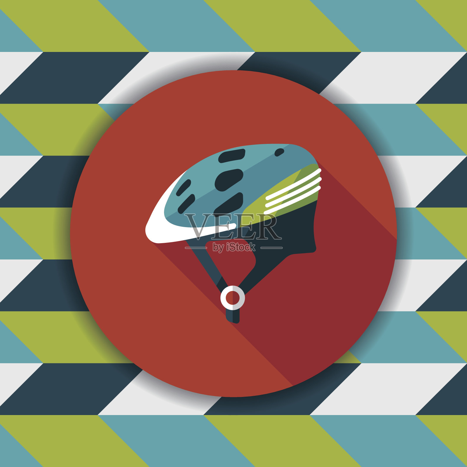 自行车头盔平面图标与长影子，eps10插画图片素材