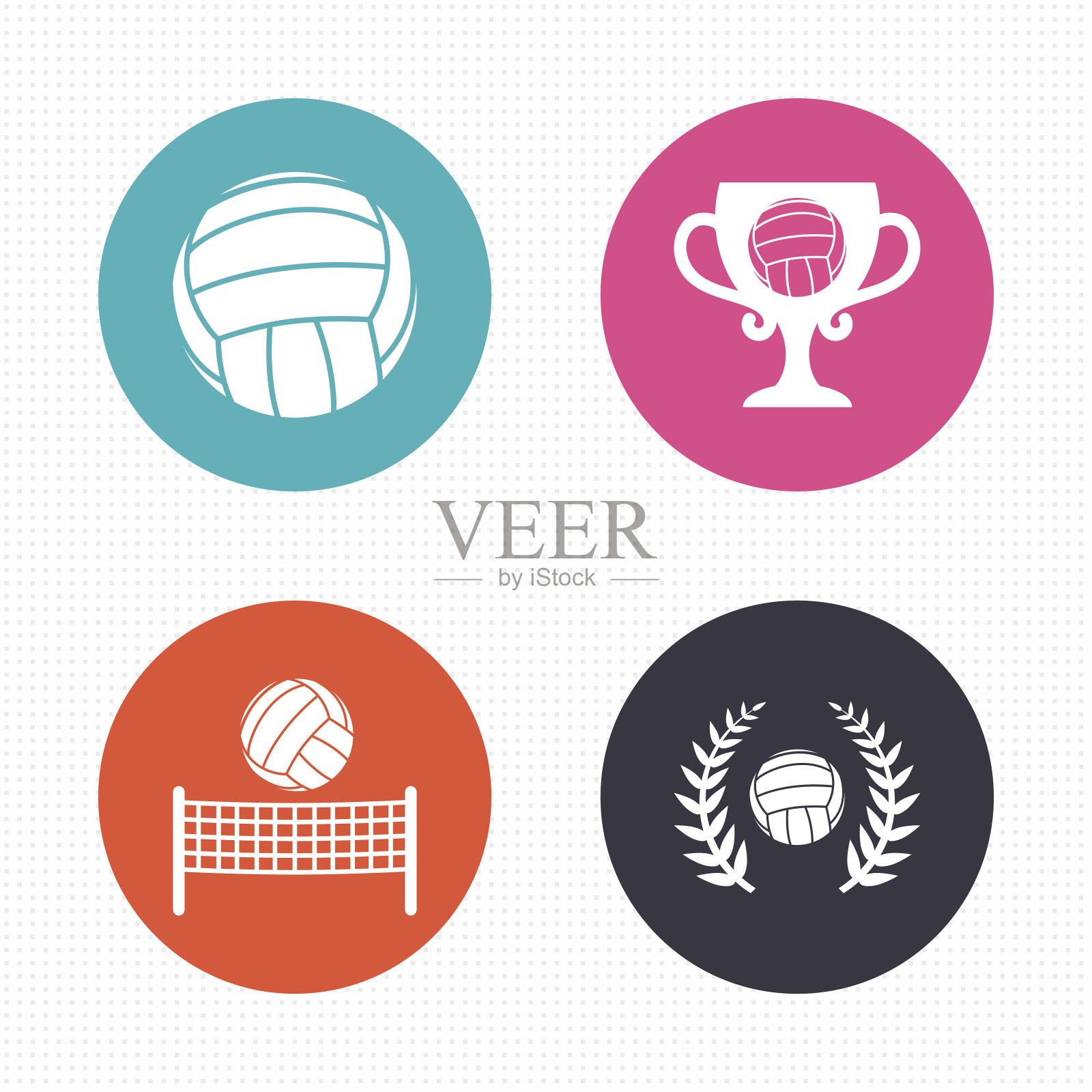 排球和网图标。冠军奖盃图标素材