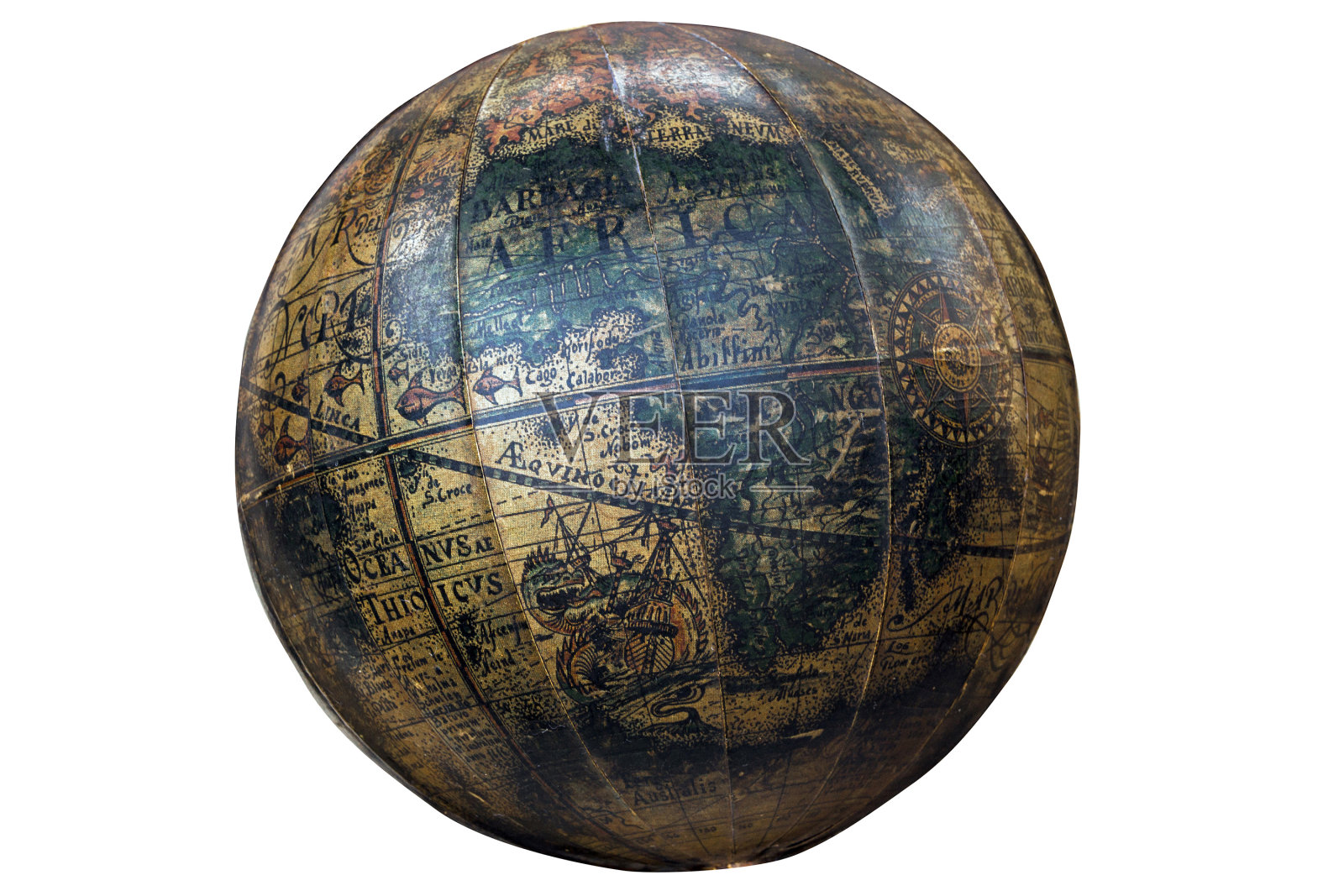 复古球面世界地球仪显示非洲大陆照片摄影图片