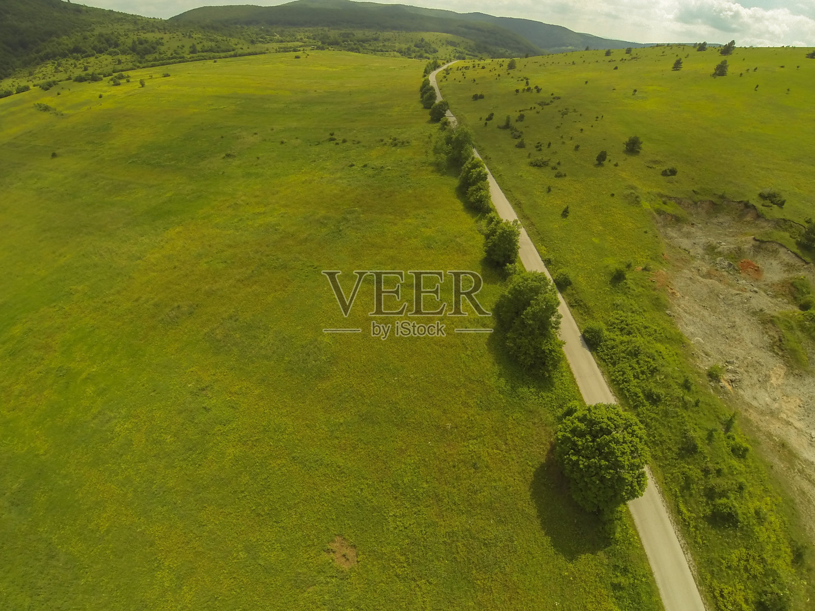 绿色田野上的小路照片摄影图片