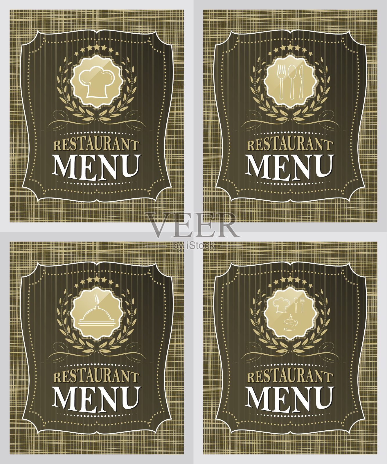 复古风格的餐厅菜单封面设计插画图片素材