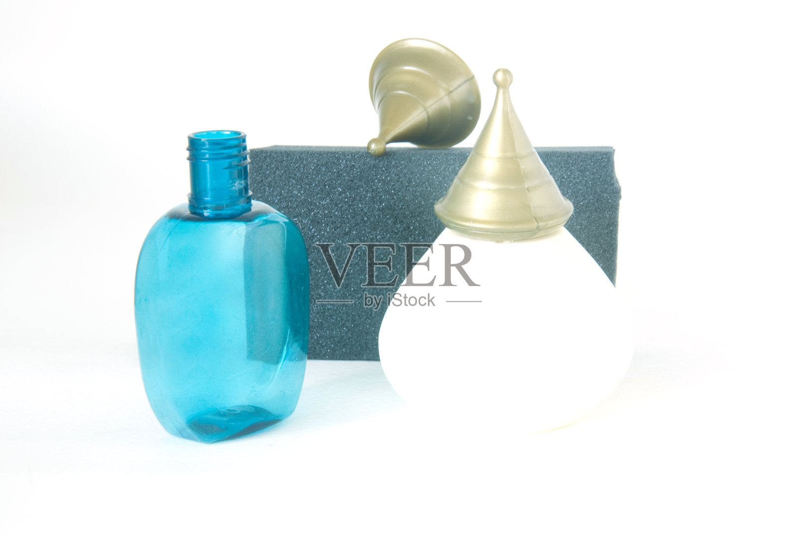 美容卫生容器蓝色和白色照片摄影图片