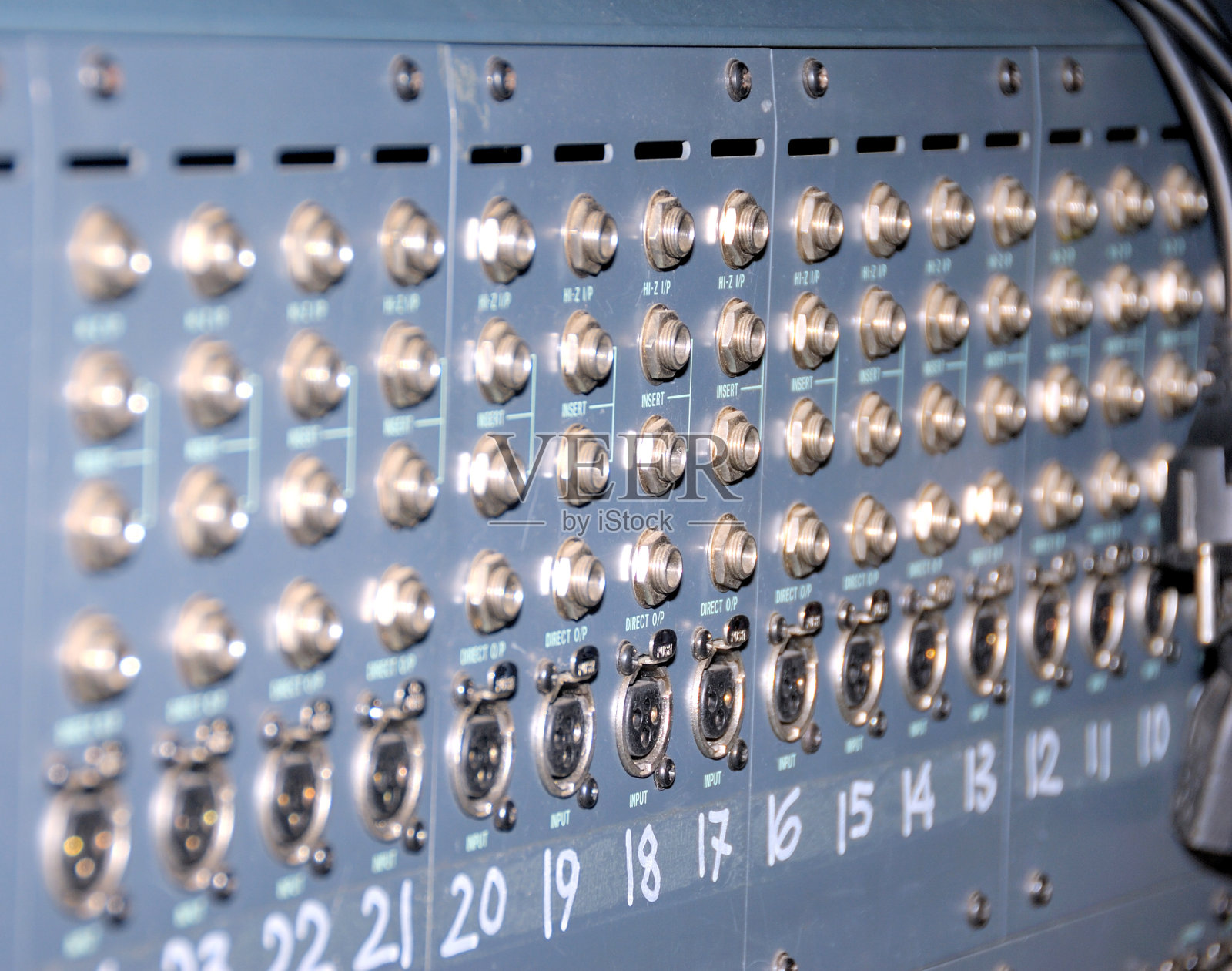 工作室xlr电缆补丁面板。照片摄影图片