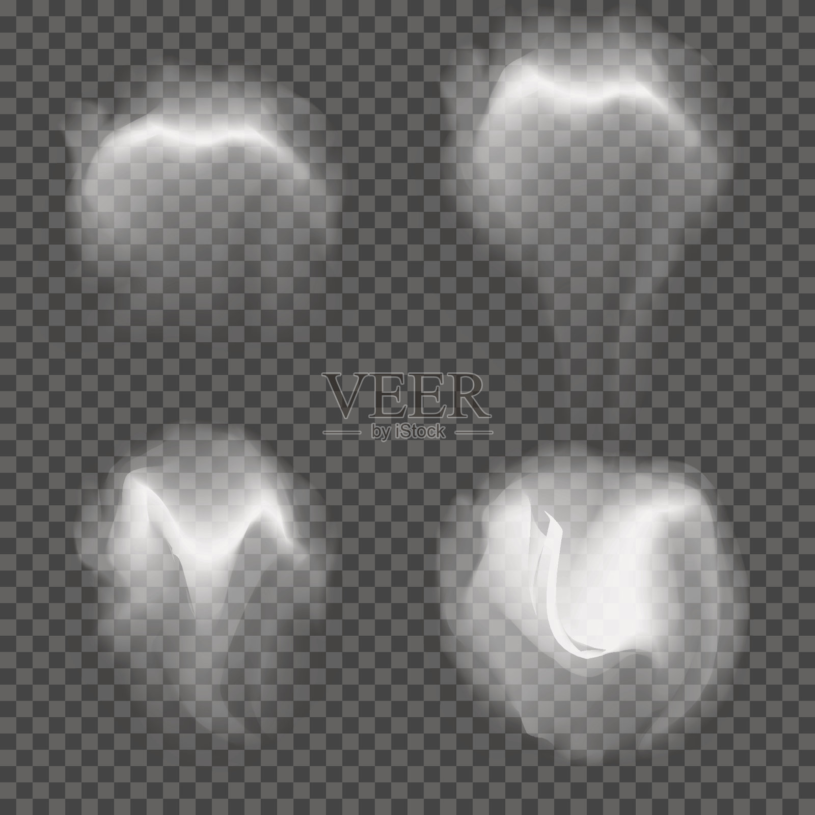 透明现实的白灰色烟雾向量集插画图片素材