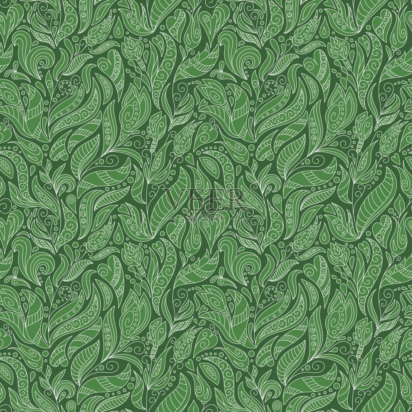 手绘花向量着色页。涂鸦。插画图片素材