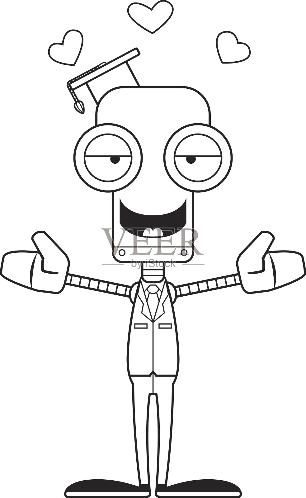 卡通老师机器人拥抱插画图片素材