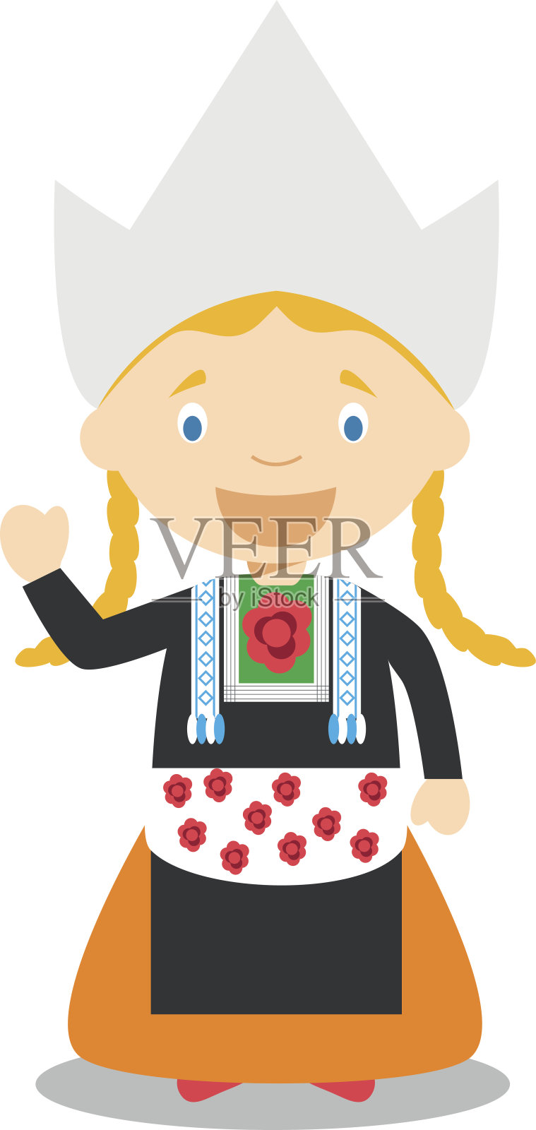 来自荷兰的角色穿着传统的方式矢量插图。插画图片素材