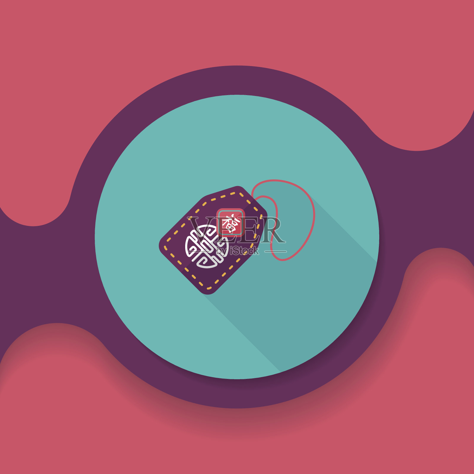 中国新年扁平图标与长影子，eps10插画图片素材