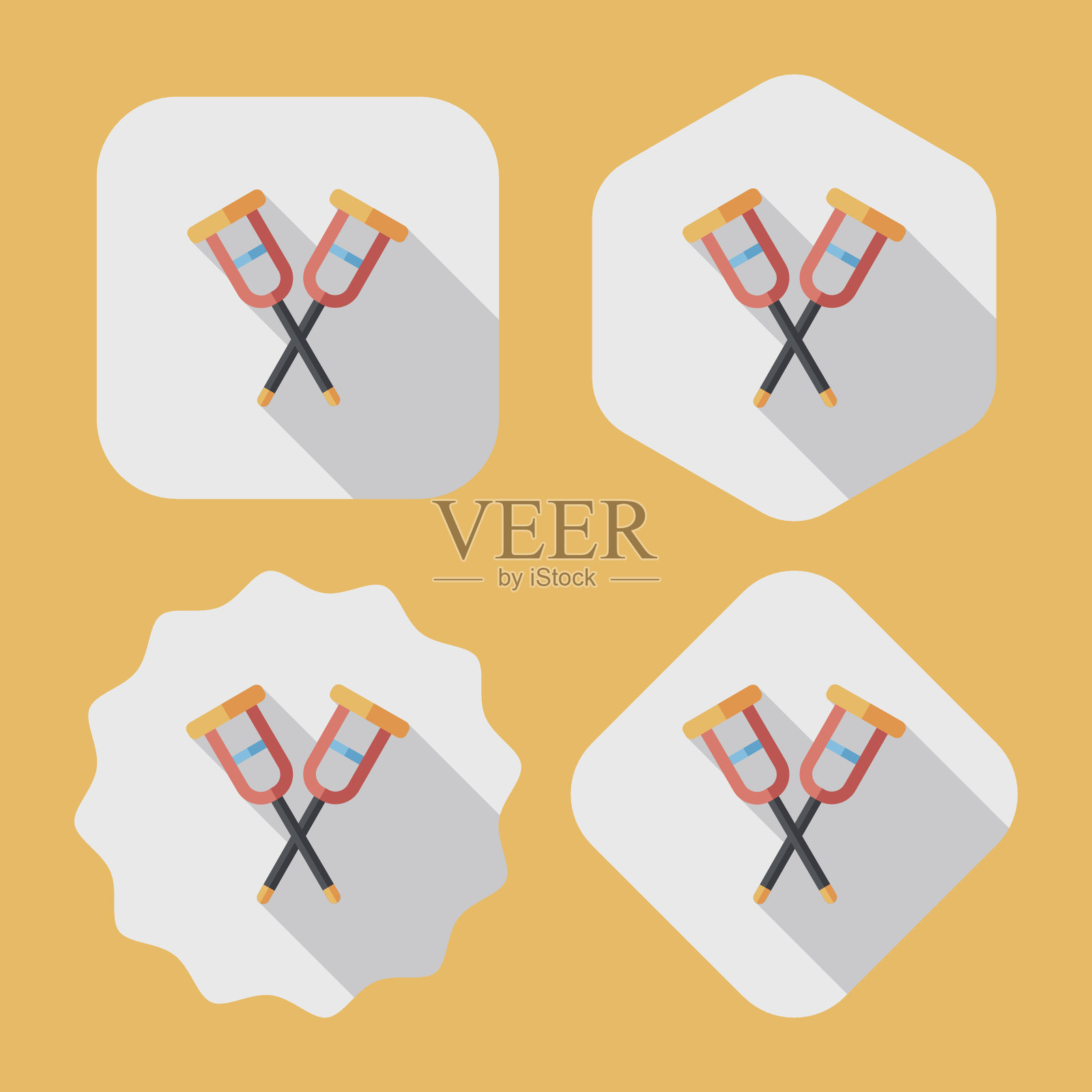 拐杖平图标与长影子，eps10插画图片素材