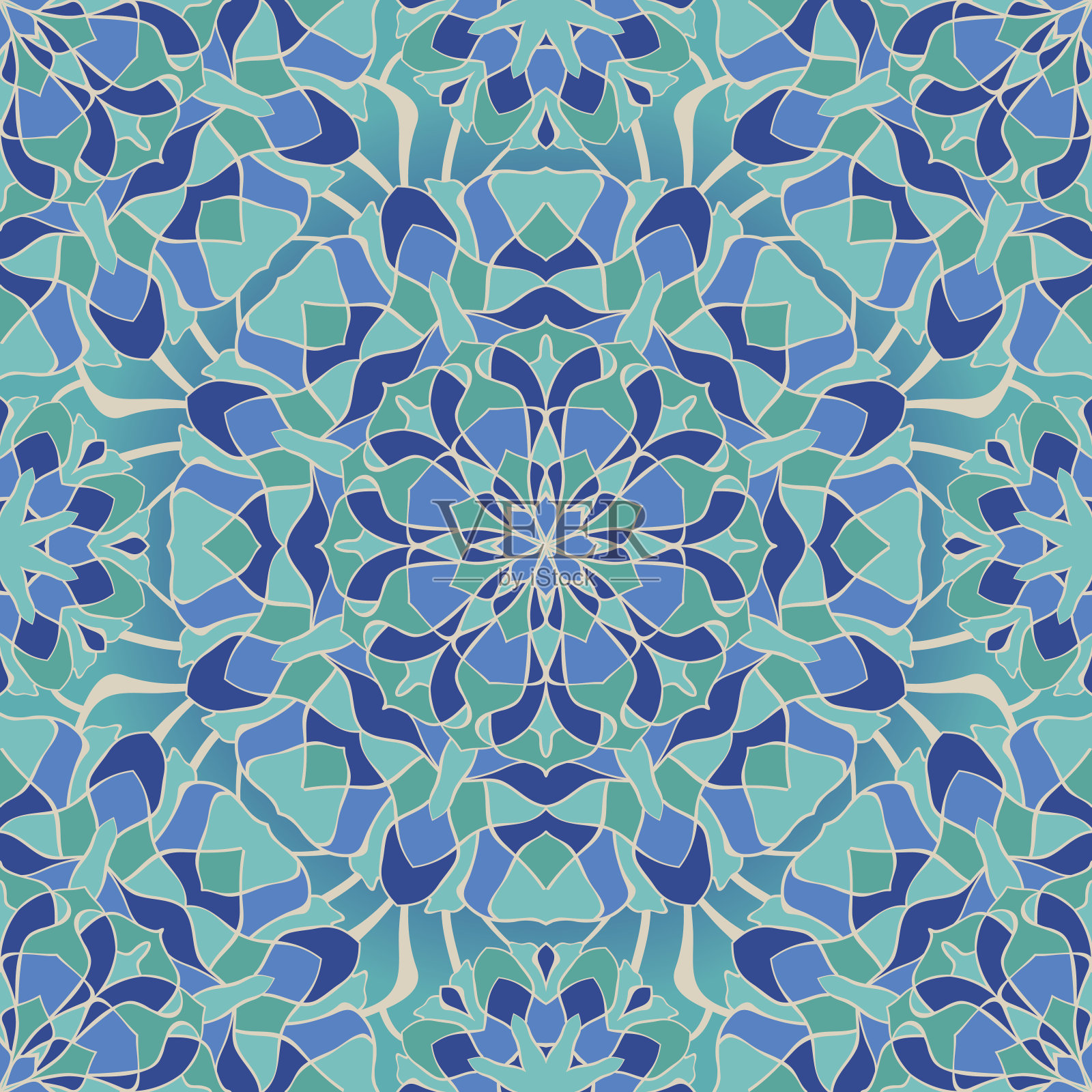 以蓝色调装饰。插画图片素材