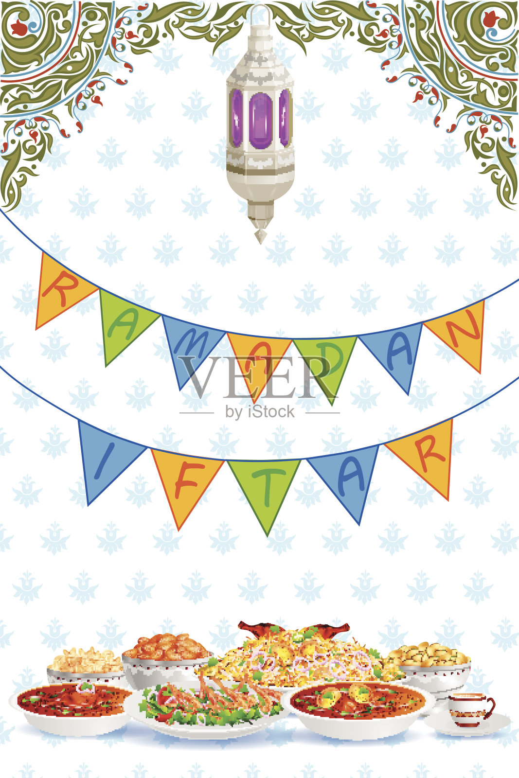 开斋节派对背景插画图片素材