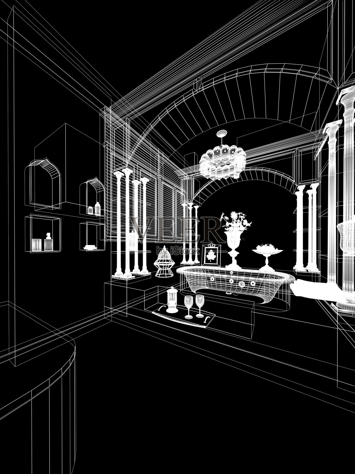 室内浴室抽象草图设计照片摄影图片