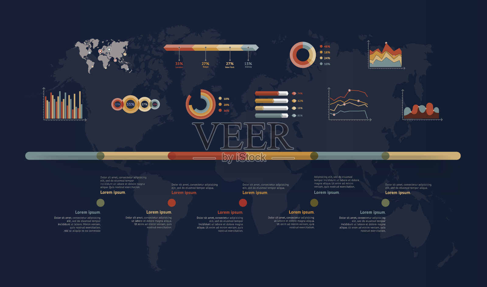 时间轴矢量图。世界地图插画图片素材