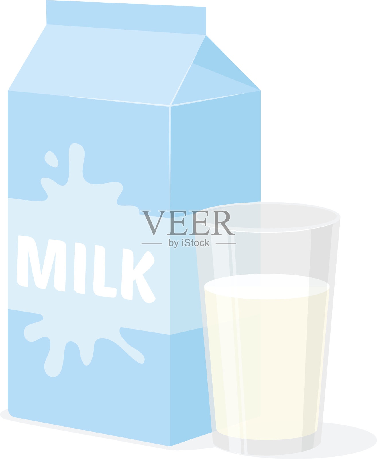 牛奶包装和玻璃。插画图片素材