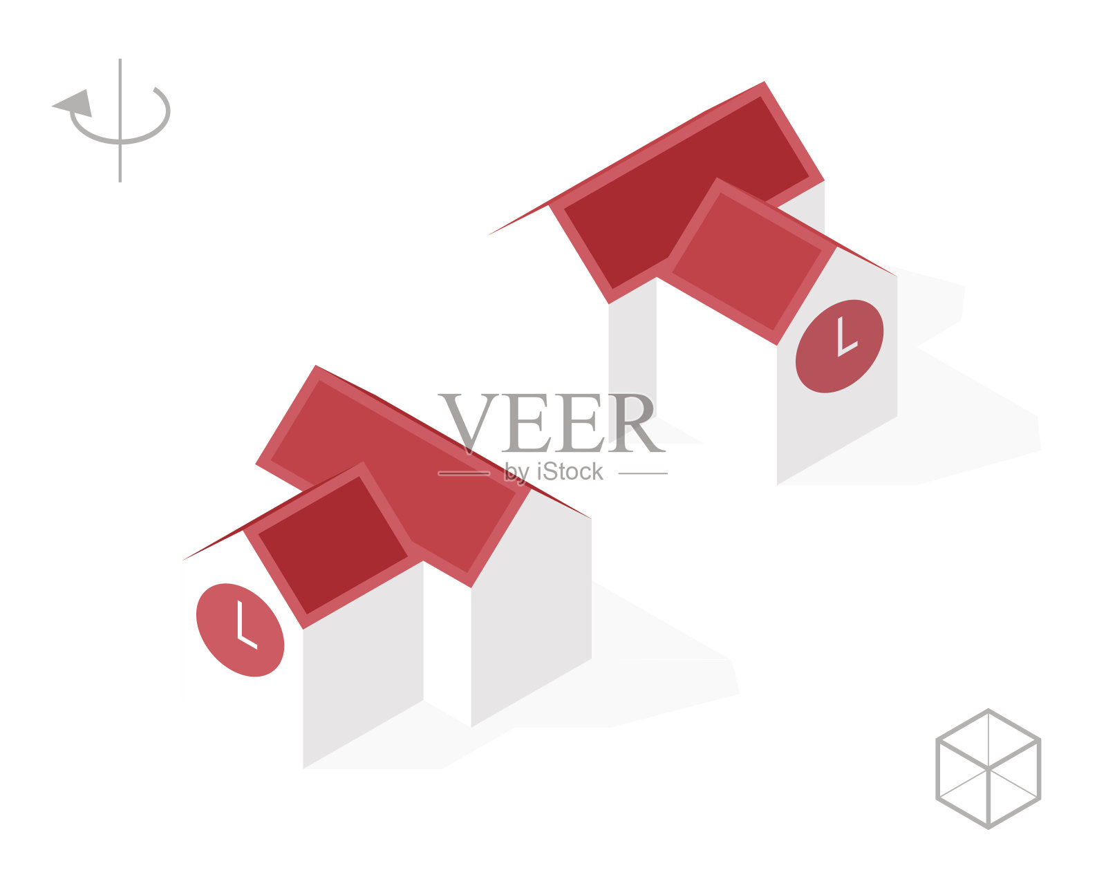 学校与阴影在白色的背景。插画图片素材