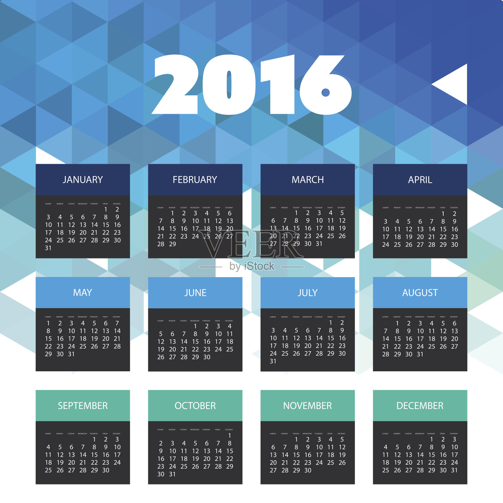 2016年日历模板插画图片素材