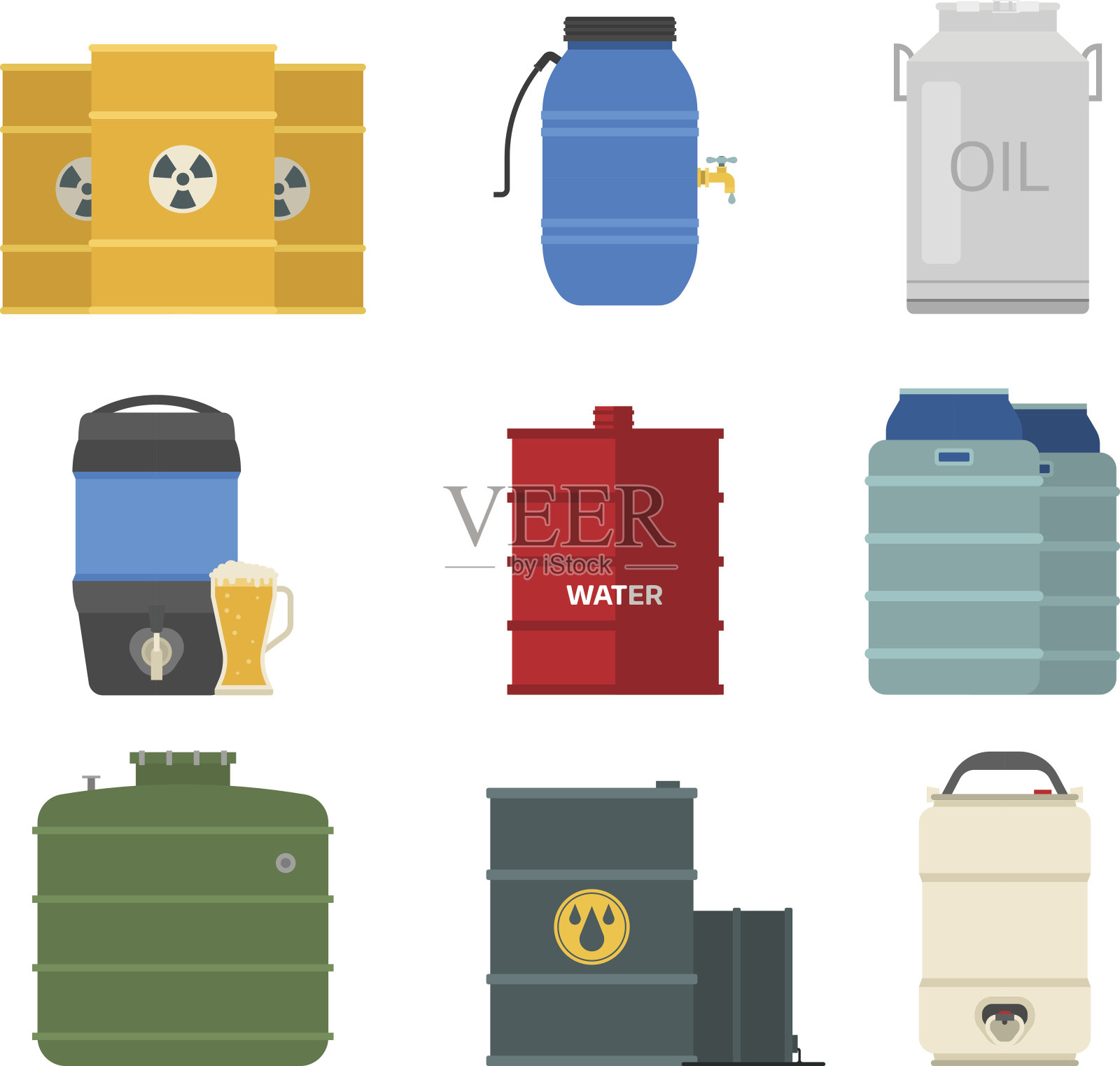 桶容坦克向量集。插画图片素材