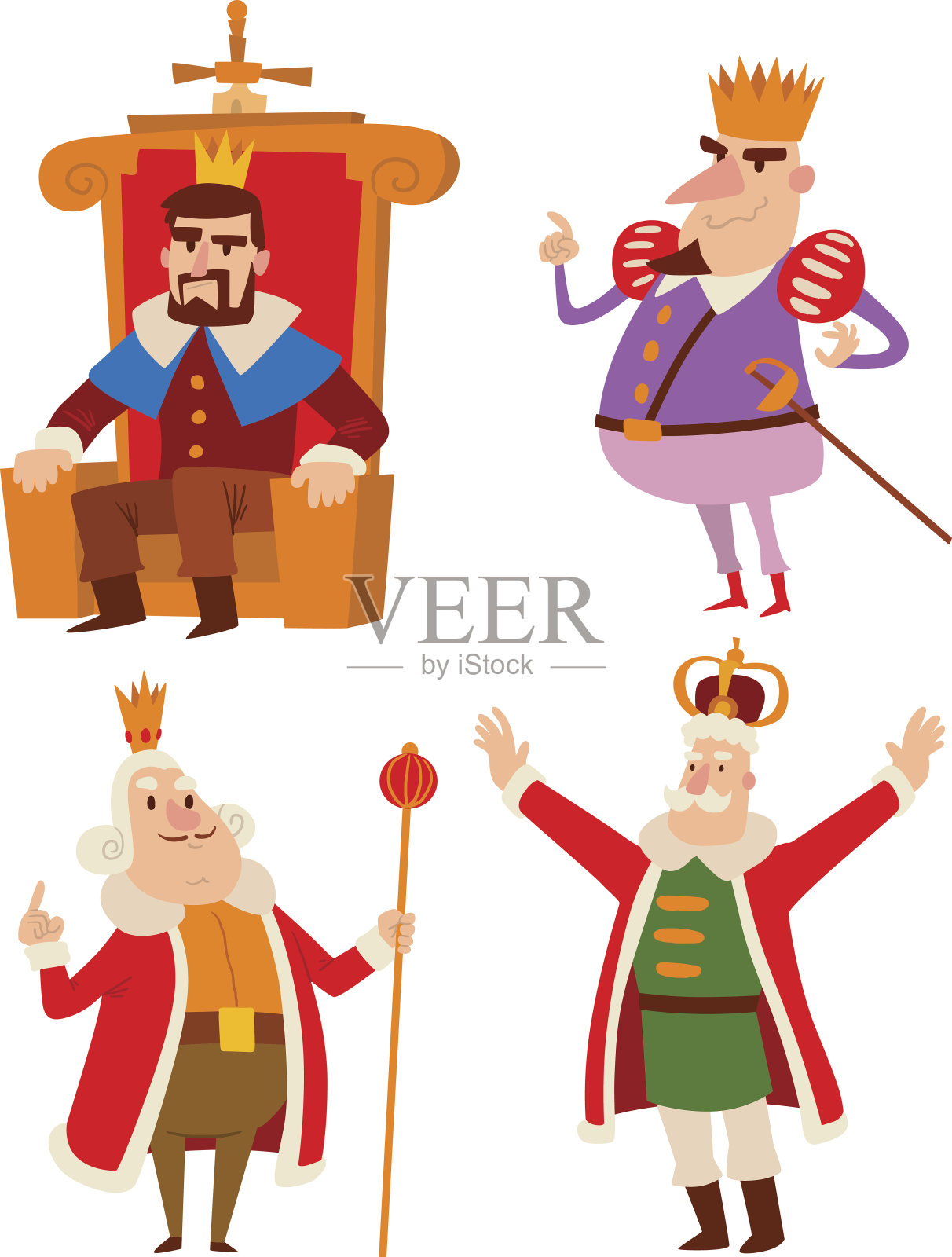 国王卡通向量集。插画图片素材