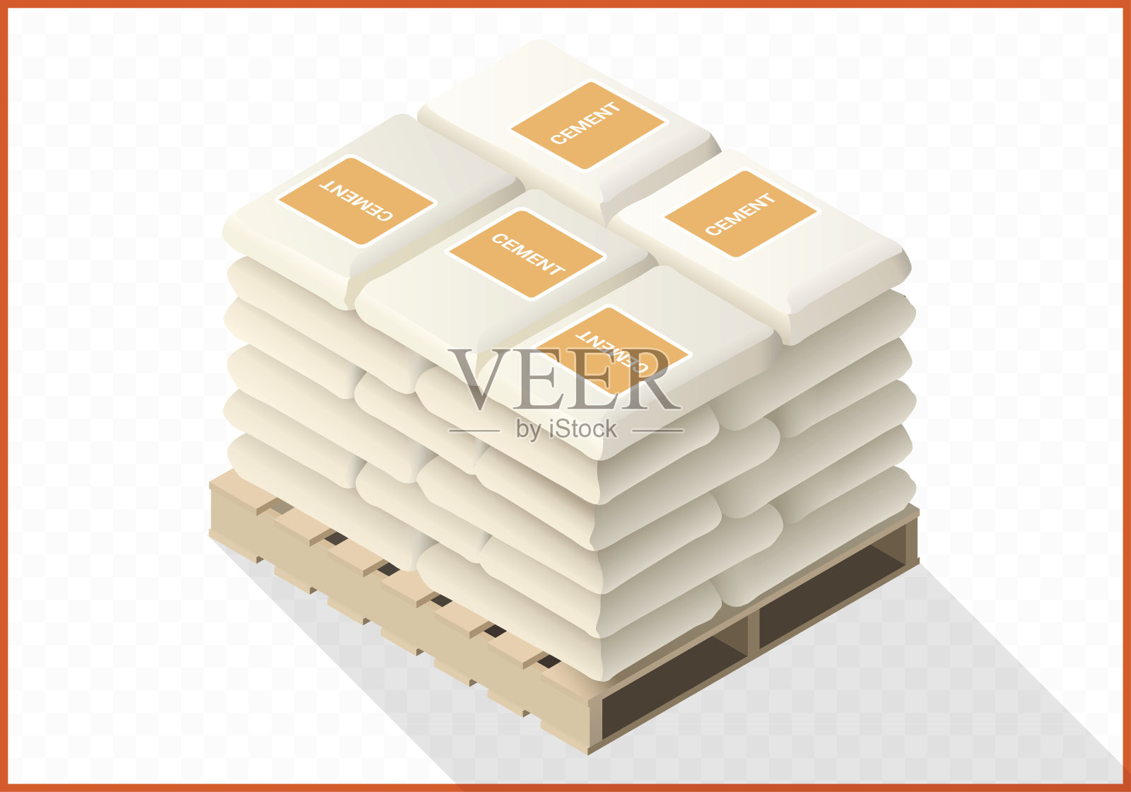 水泥袋堆叠等距视图插画图片素材